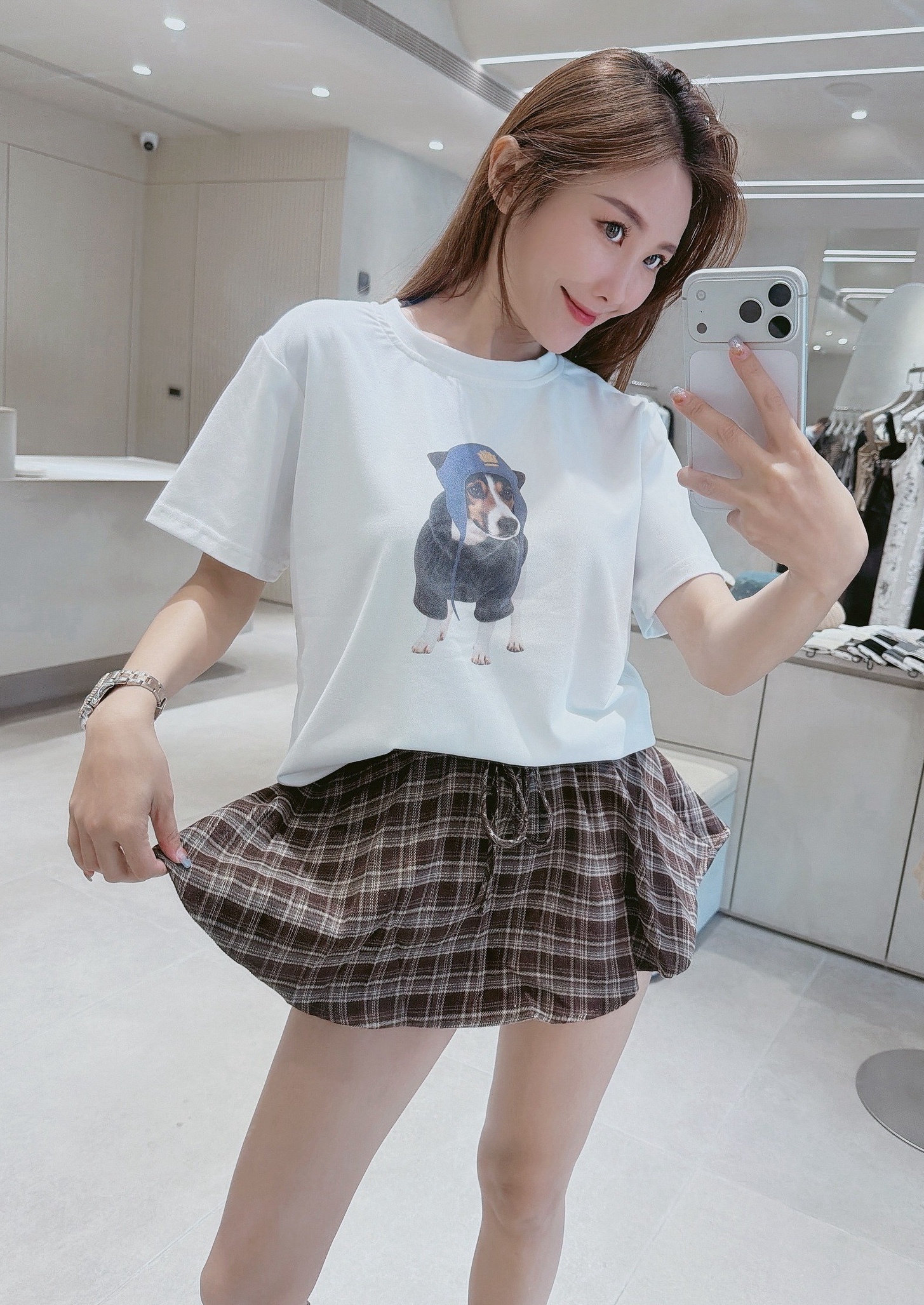 藍帽狗狗磨毛棉質上衣