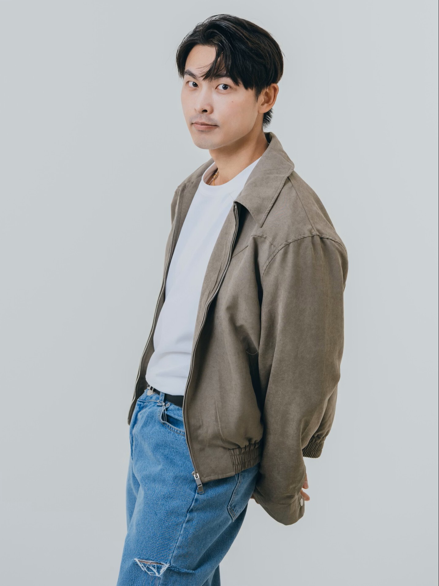 麂絨啞光休閒夾克