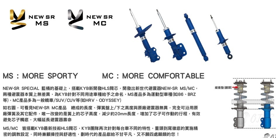 KYB SR MC 避震 (More Comfort 系列)