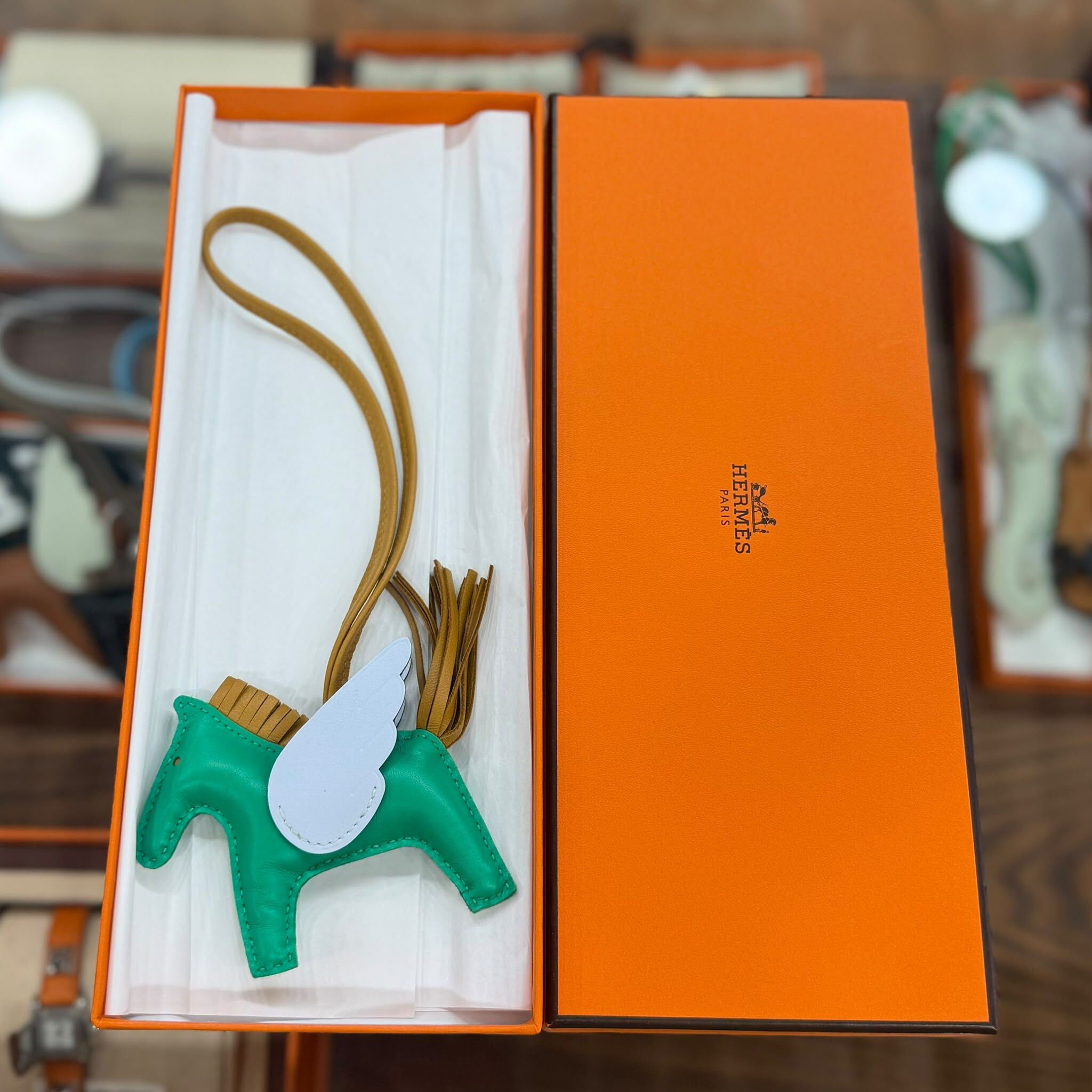 BRAND NEW HEMRES RODEO PM CHARM 薄荷/芝麻/藍 STAMP Z #愛馬仕飛馬挂飾