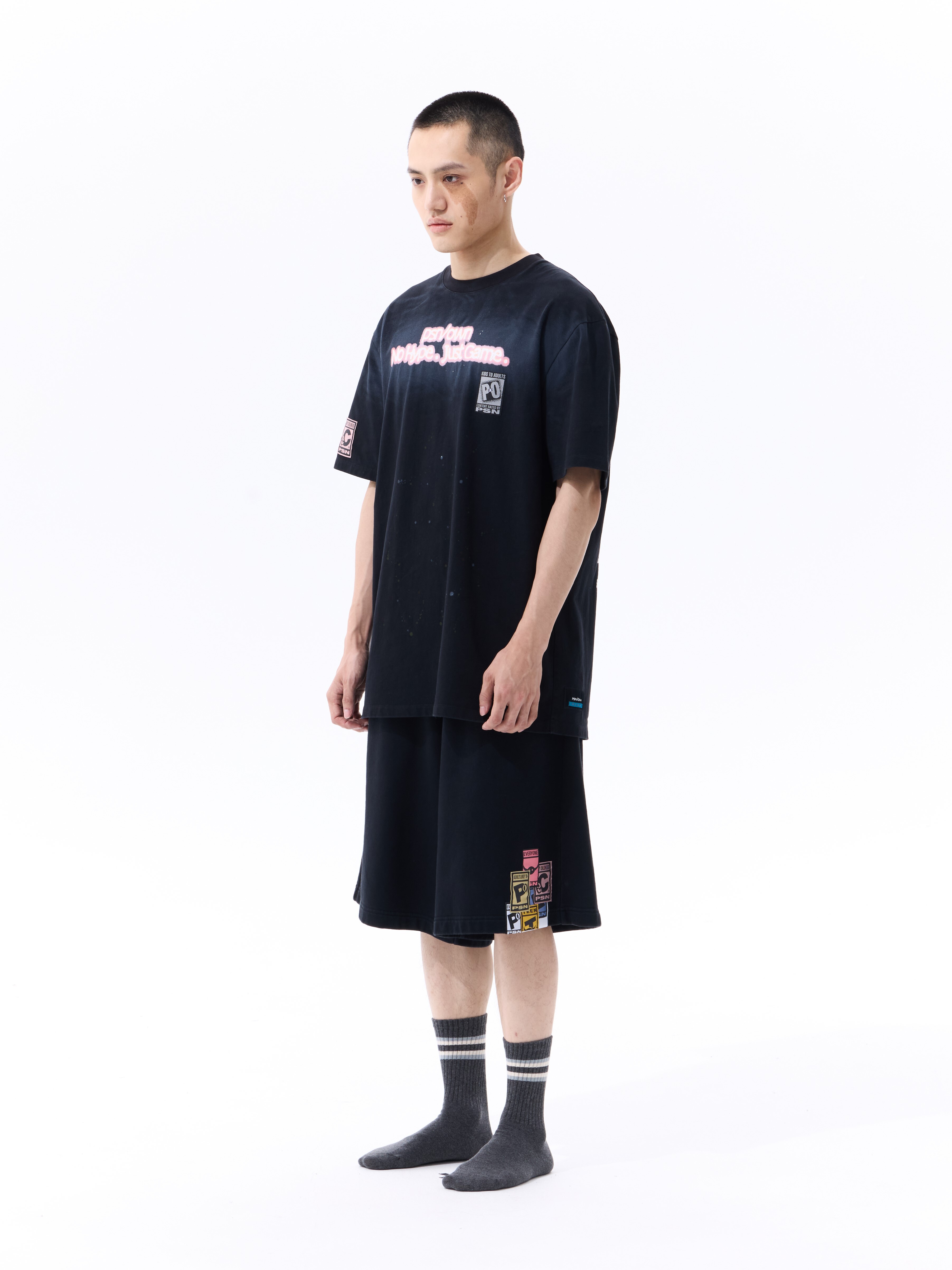PSN/OWN 滿版裂紋字體標語 寬鬆短袖 T NO HYPE TEE P/O-SS26-1009