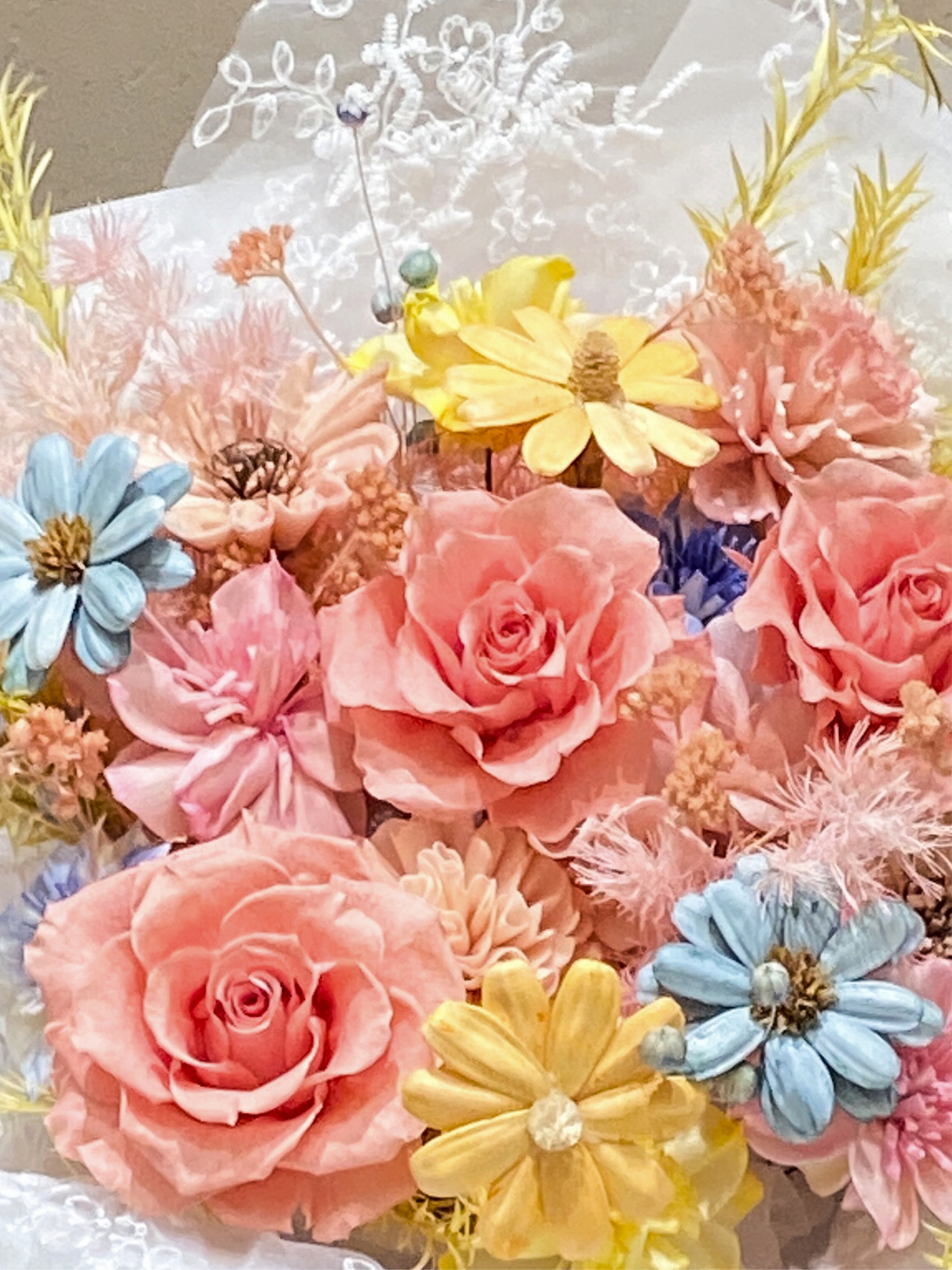 繽紛花園 蕾絲感永生花束