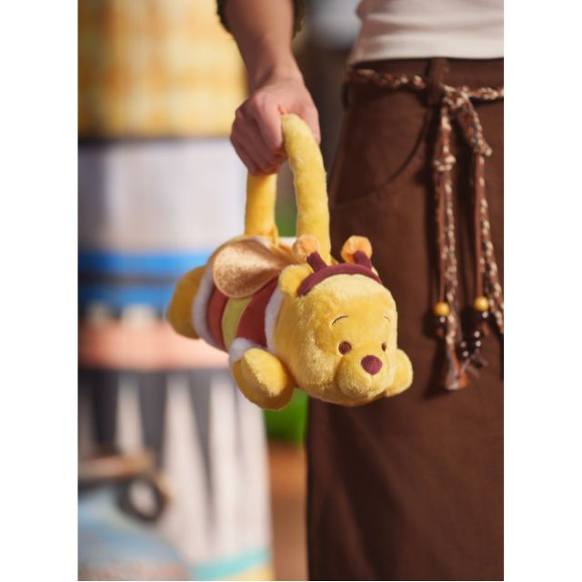 小熊維尼 Winnie the Pooh 尋尋蜜蜜系列 絨毛 趴趴 造型 單肩 斜背 小包 -香港迪士尼樂園