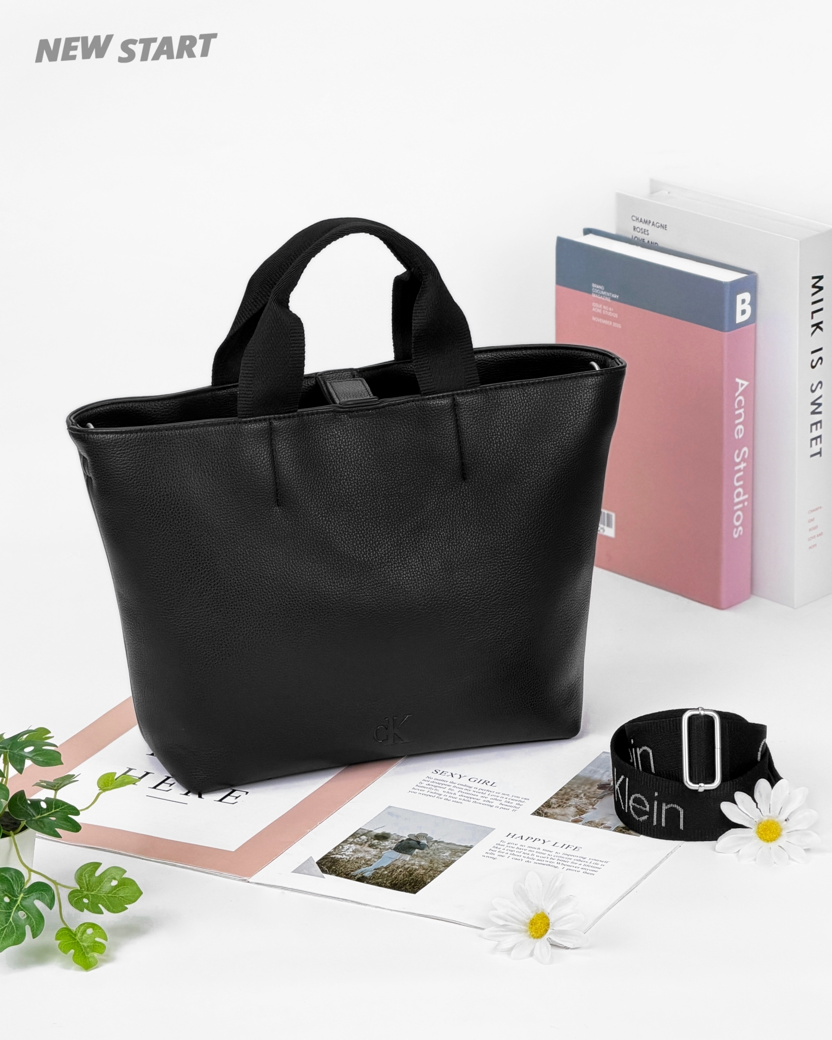 Calvin Klein CK 壓紋小字母 荔枝紋 大容量 托特包 手提包 肩背包