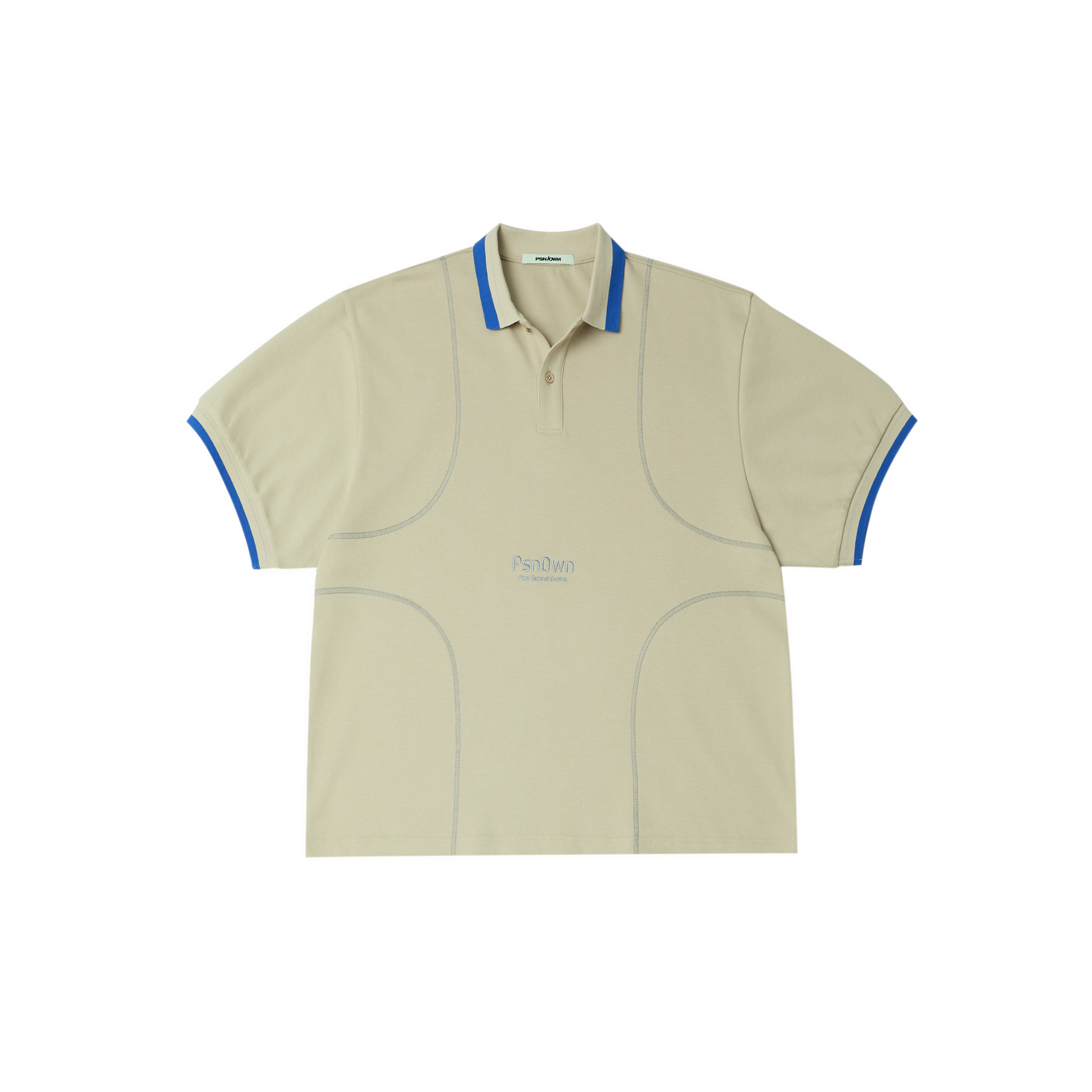 PSN/OWN 反車線拼接 刺繡小Logo 撞色立領短袖襯衫 POLO TEE P/O-SS26-1012