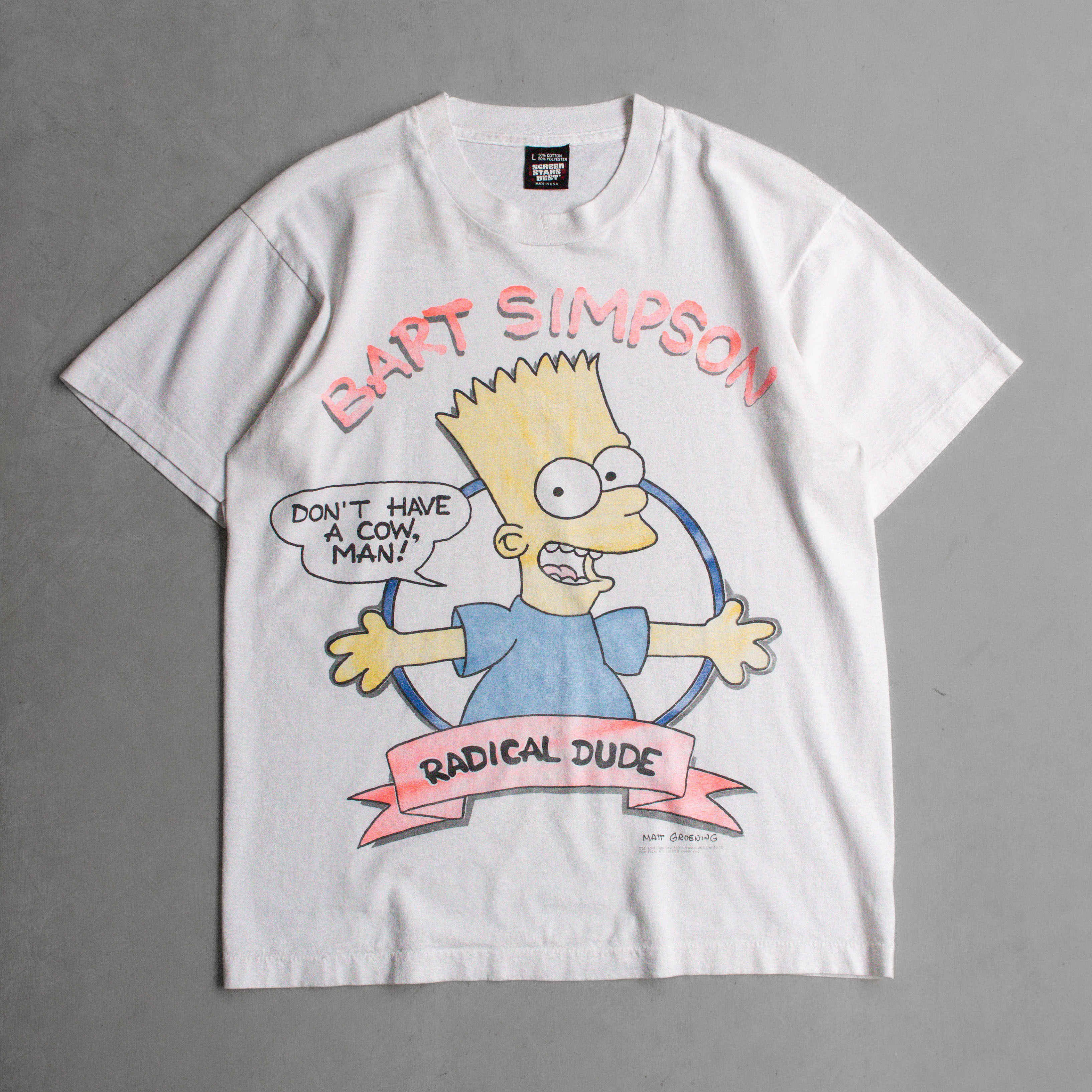 90S SCREEN STARS SIMPSON TEE 美國製 白色 辛普森 壩子 短袖 T恤