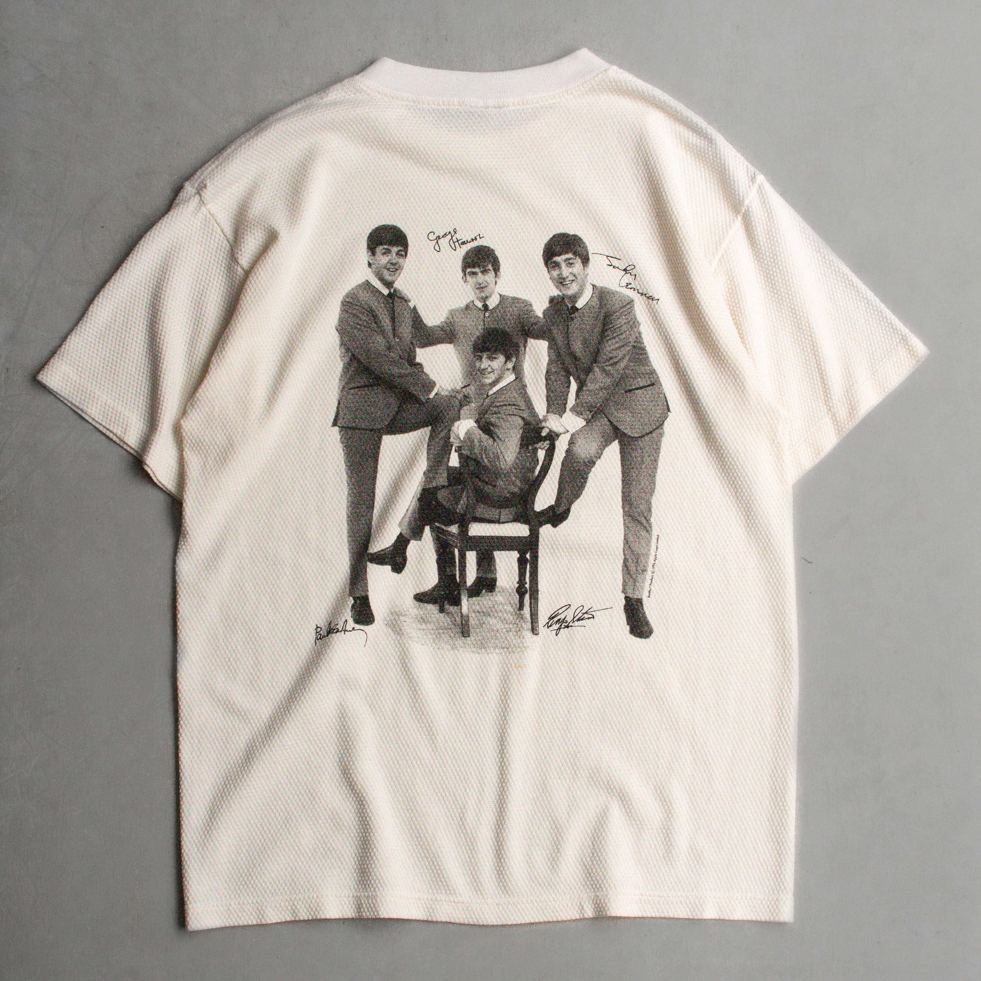 90S BEATLES THERMAL TEE 美國製 米白 華夫格 披頭四 短袖 T恤