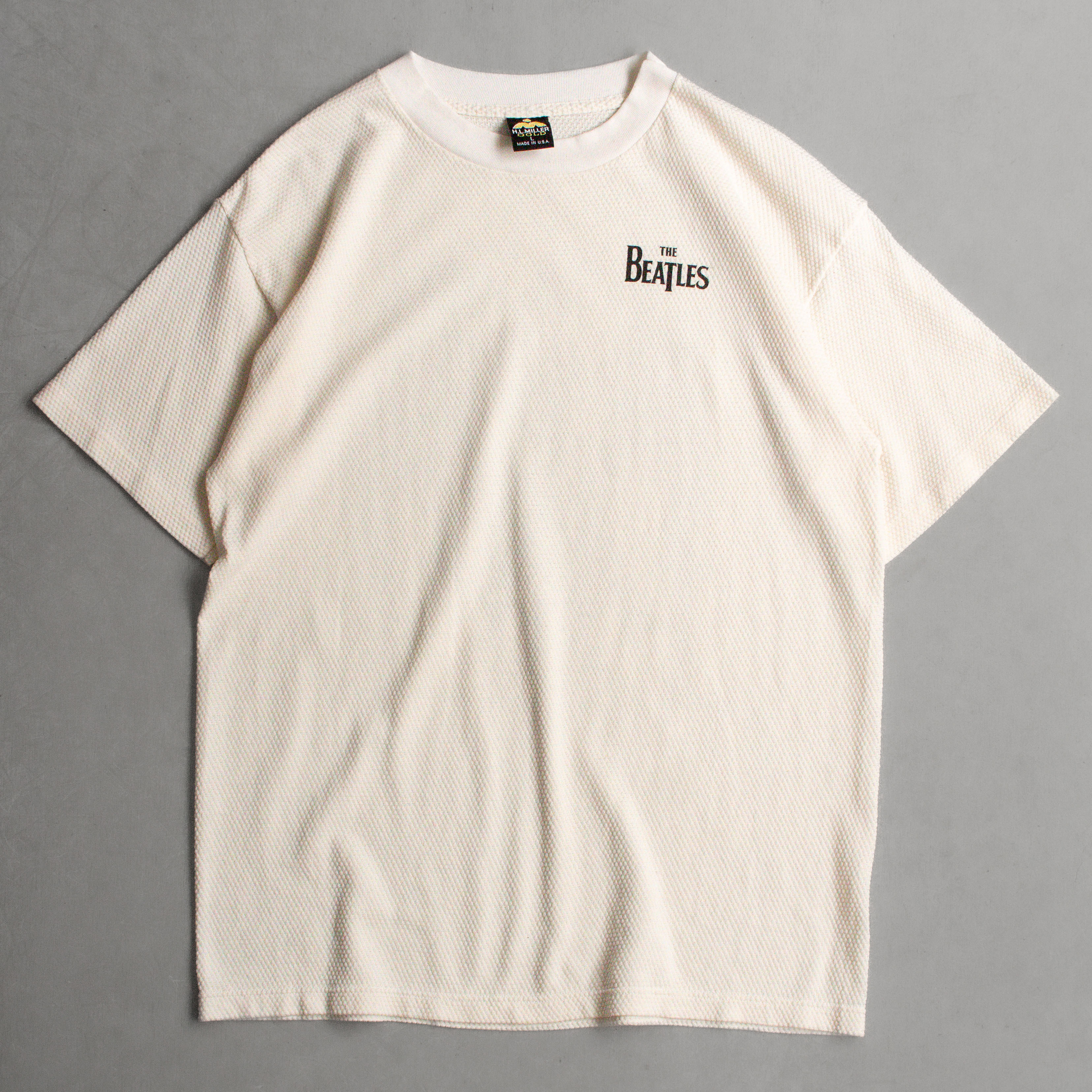 90S BEATLES THERMAL TEE 美國製 米白 華夫格 披頭四 短袖 T恤