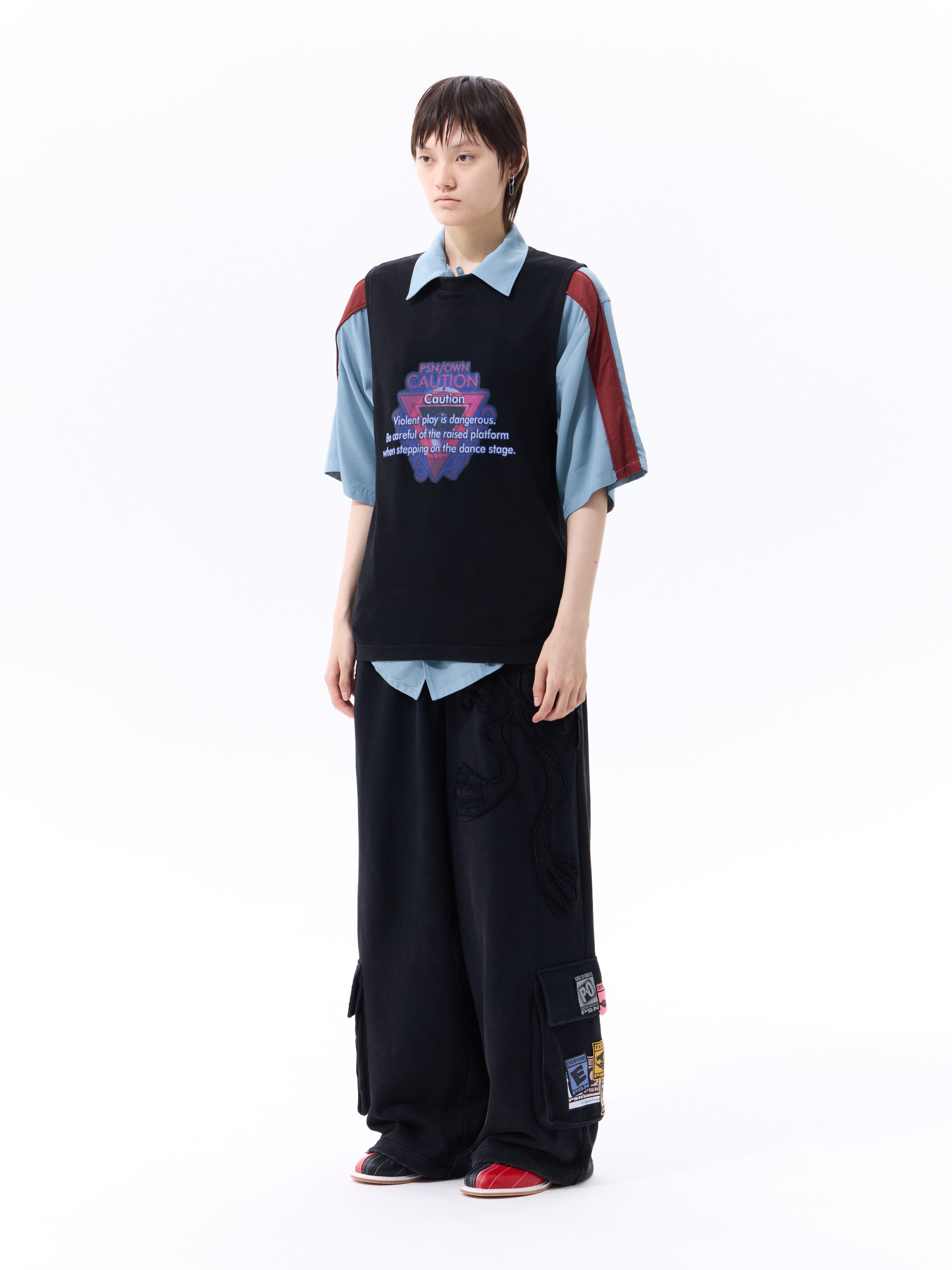 PSN/OWN 雙面標語印花 水洗無袖背心 WARNING SLEEVELESS TOP P/O-SS26-1015
