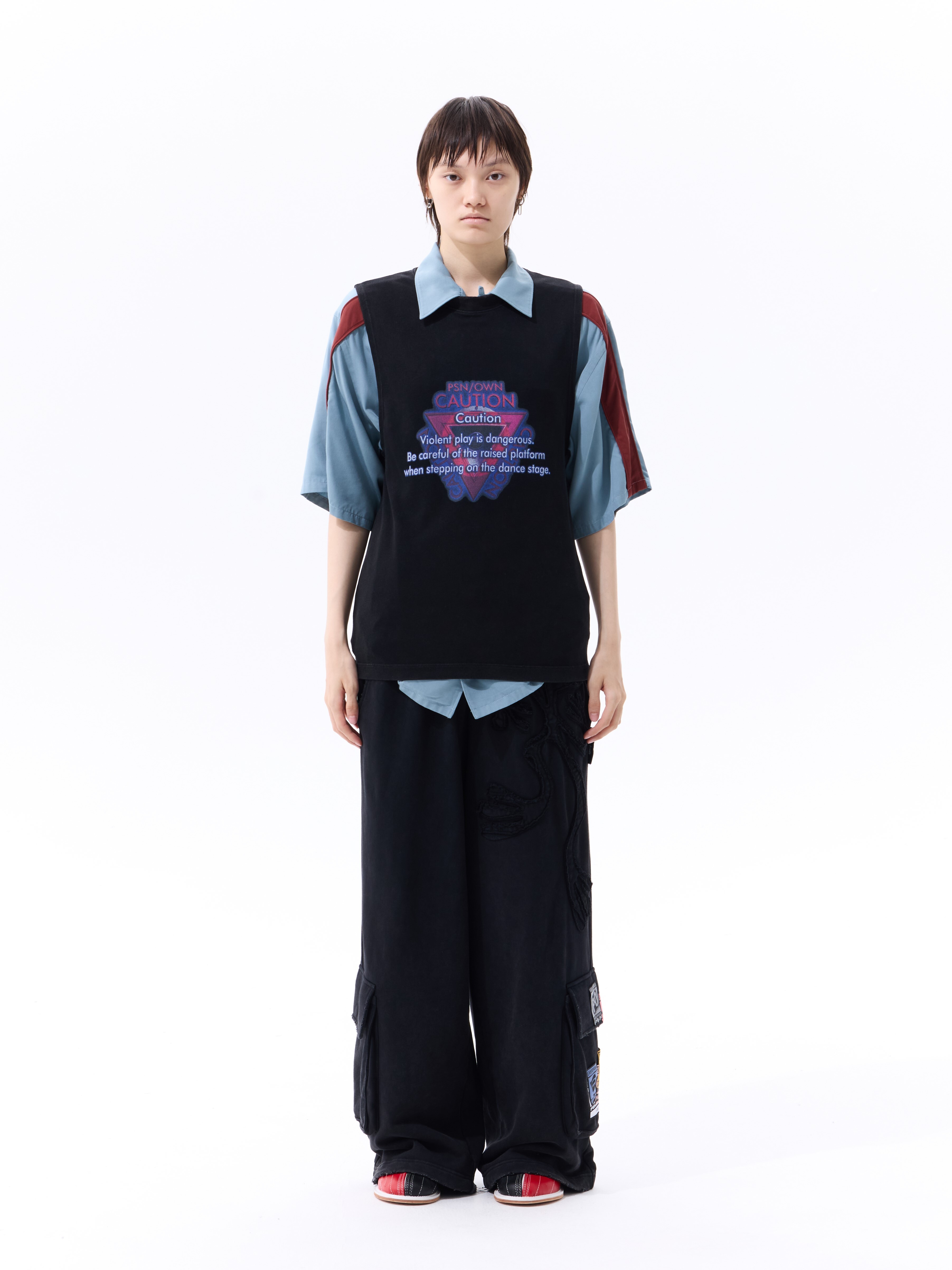 PSN/OWN 雙面標語印花 水洗無袖背心 WARNING SLEEVELESS TOP P/O-SS26-1015