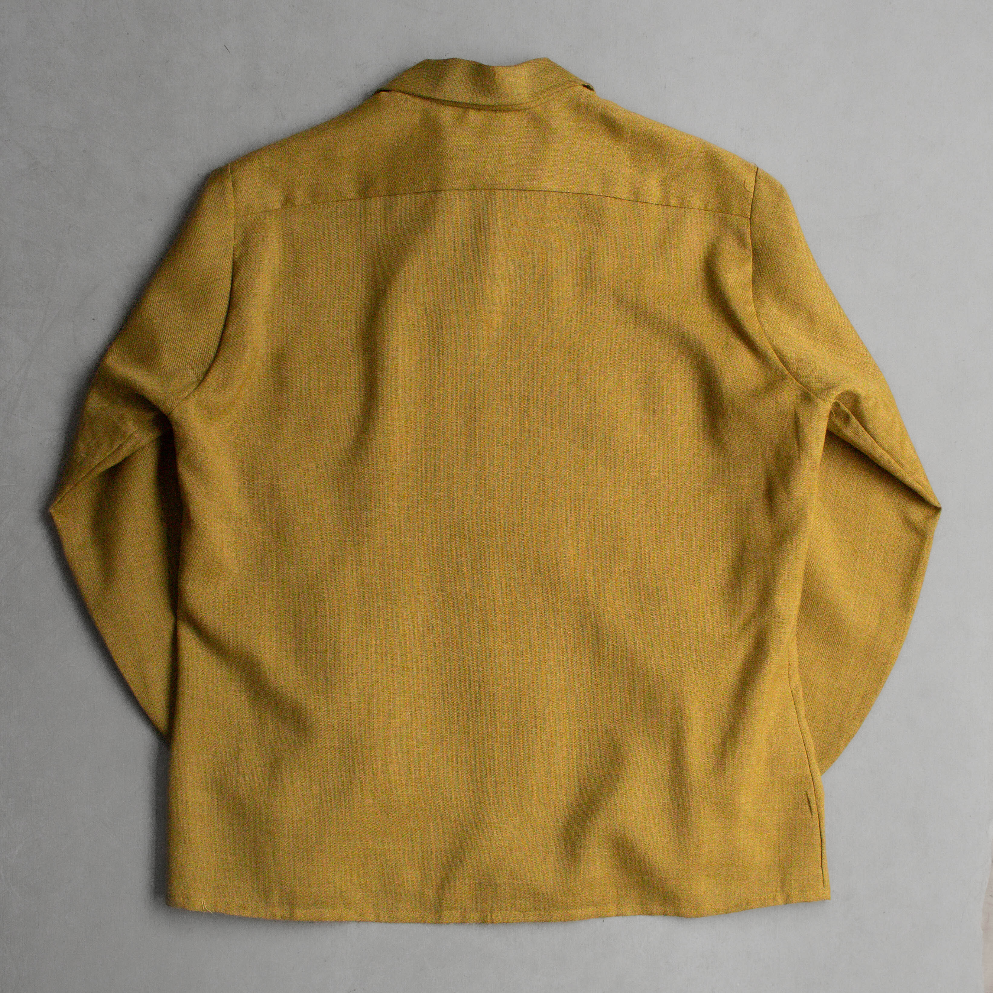 60S VAN HEUSSEN RAYON OPEN SHIRT 美國製 土黃 開領 嫘縈 長袖 襯衫