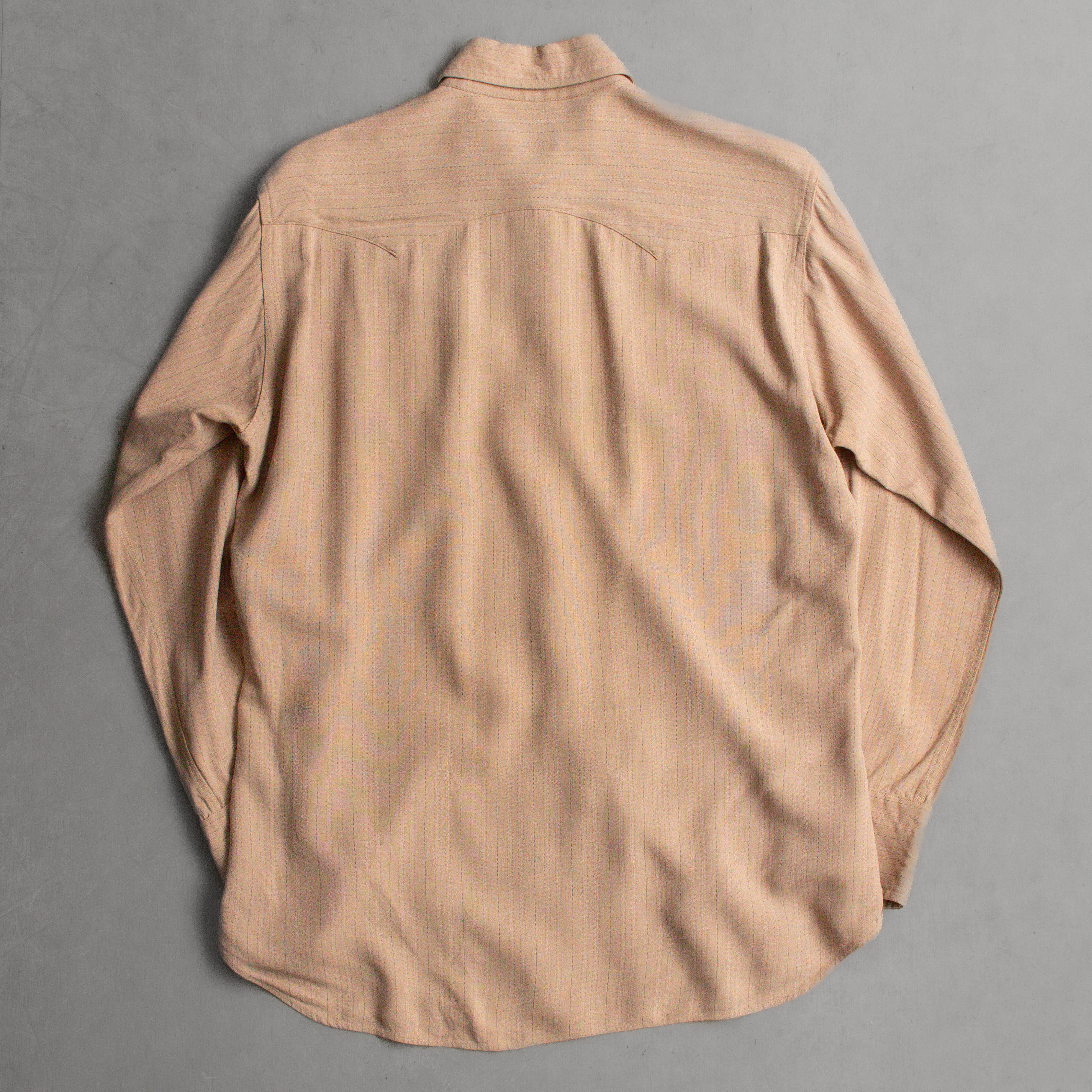 50S LEVIS RAYON WESTERN SHIRT 美國製 短牛角 卡其 條紋 西部 長袖 襯衫