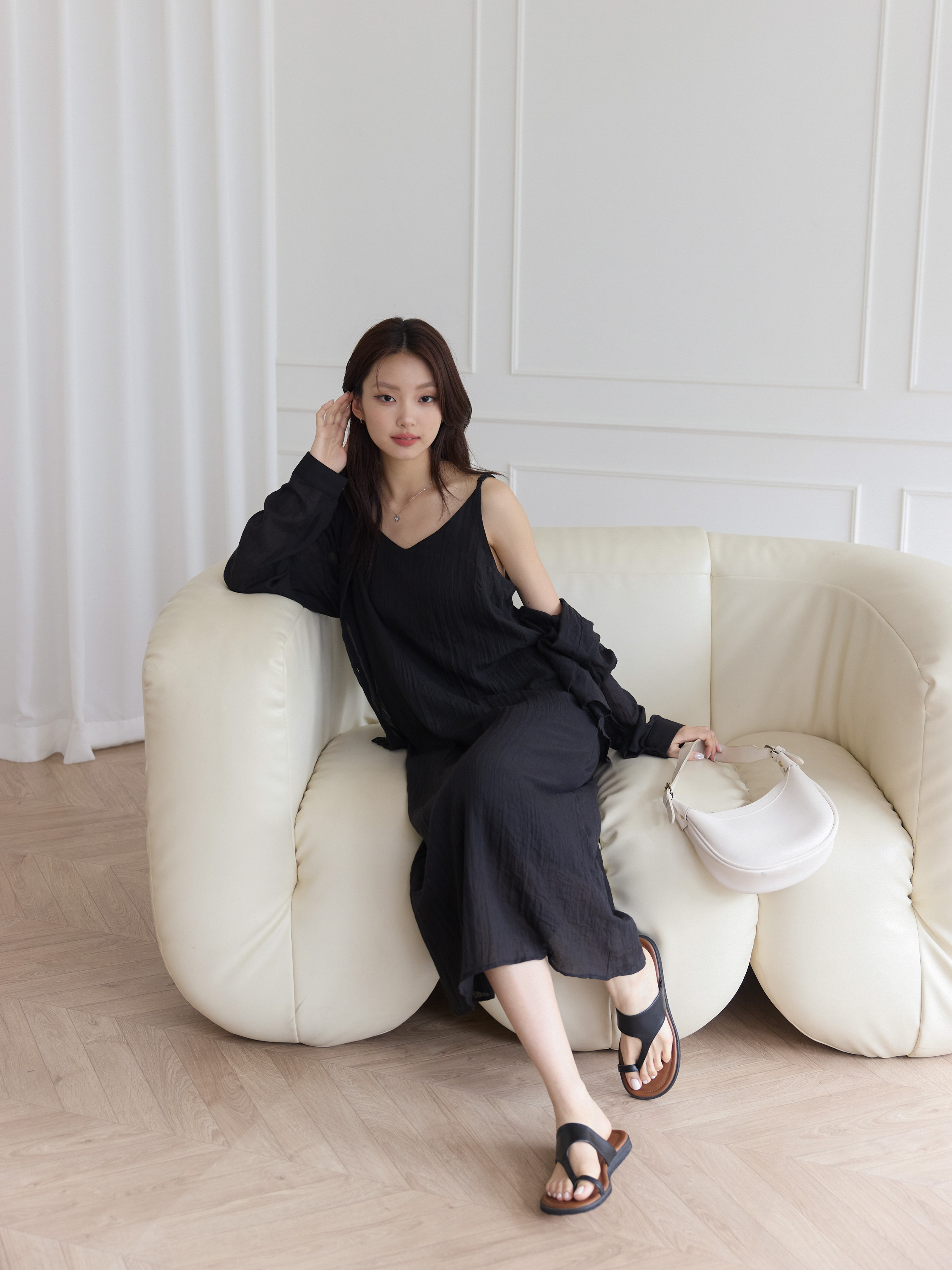 Two-Piece Cotton Linen Maxi Dress Shirt Set