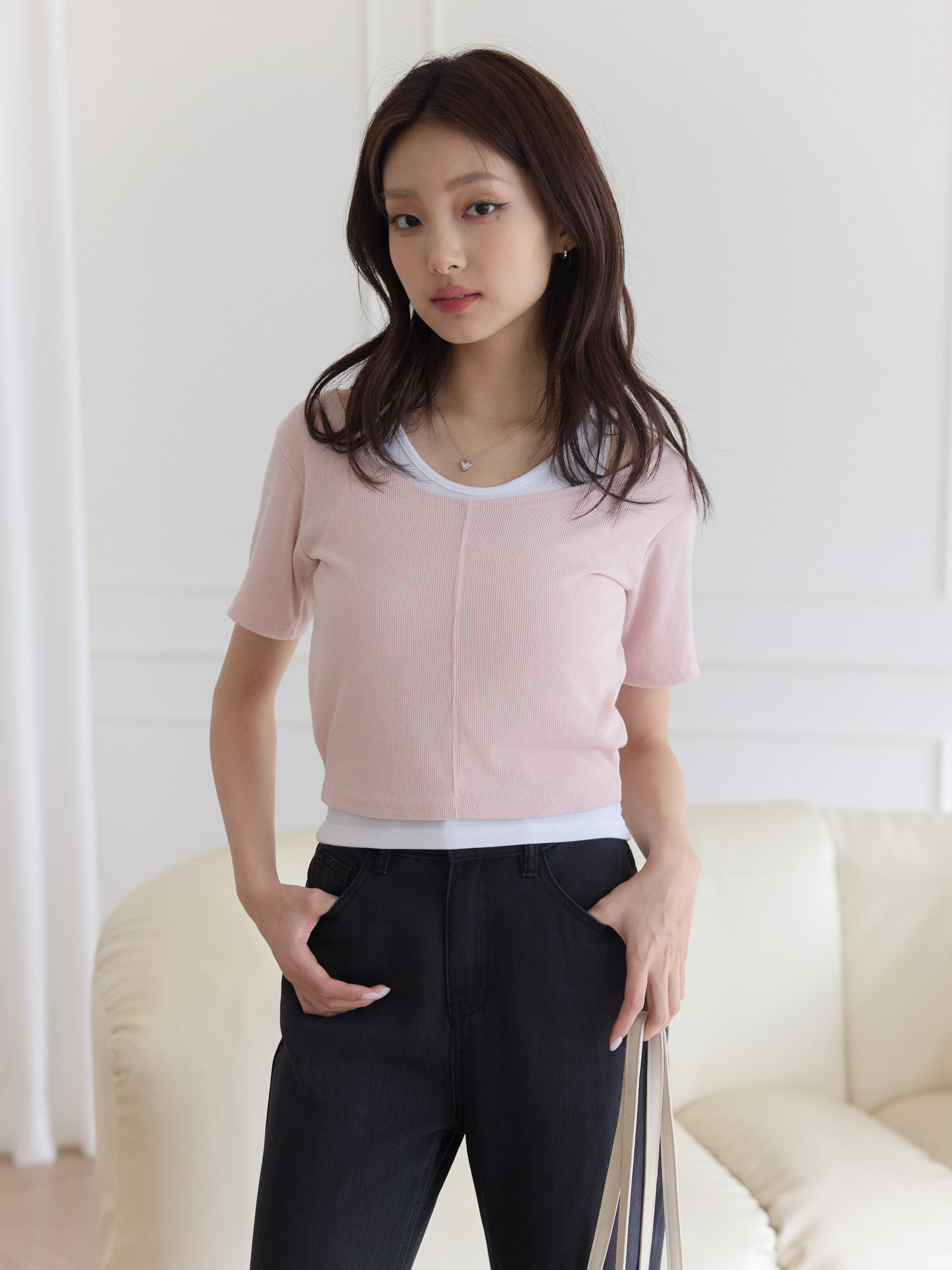 Layered-Look Skin-Friendly Tank Top