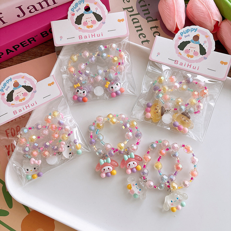 任選兩件$150【H1144】三麗鷗透明彩珠可愛手鍊(一組2入)