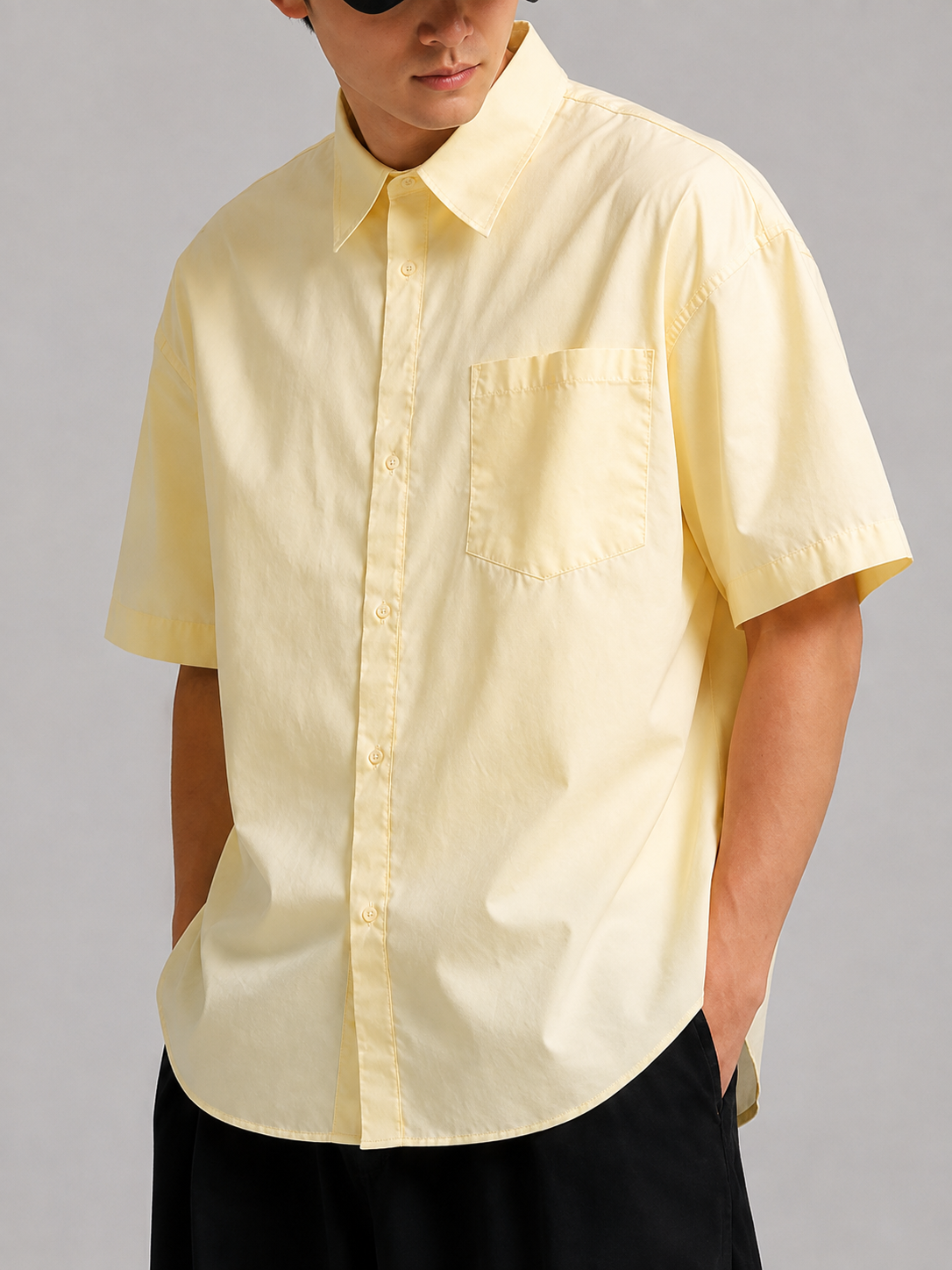 Oversized Curved Hem Shirt