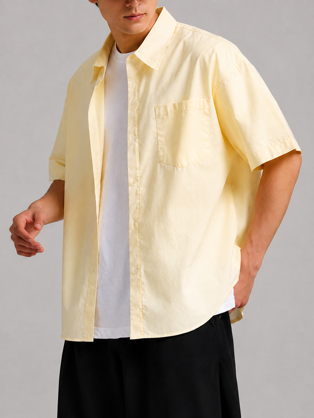 Oversized Curved Hem Shirt