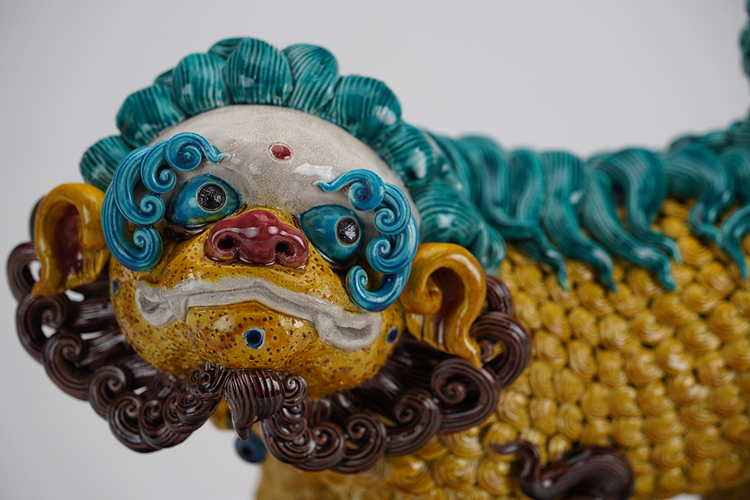 鹿港窯禮品館|交趾陶《豺狼》|蕭武龍大師手工藝神獸|台灣收藏傳統工藝推薦