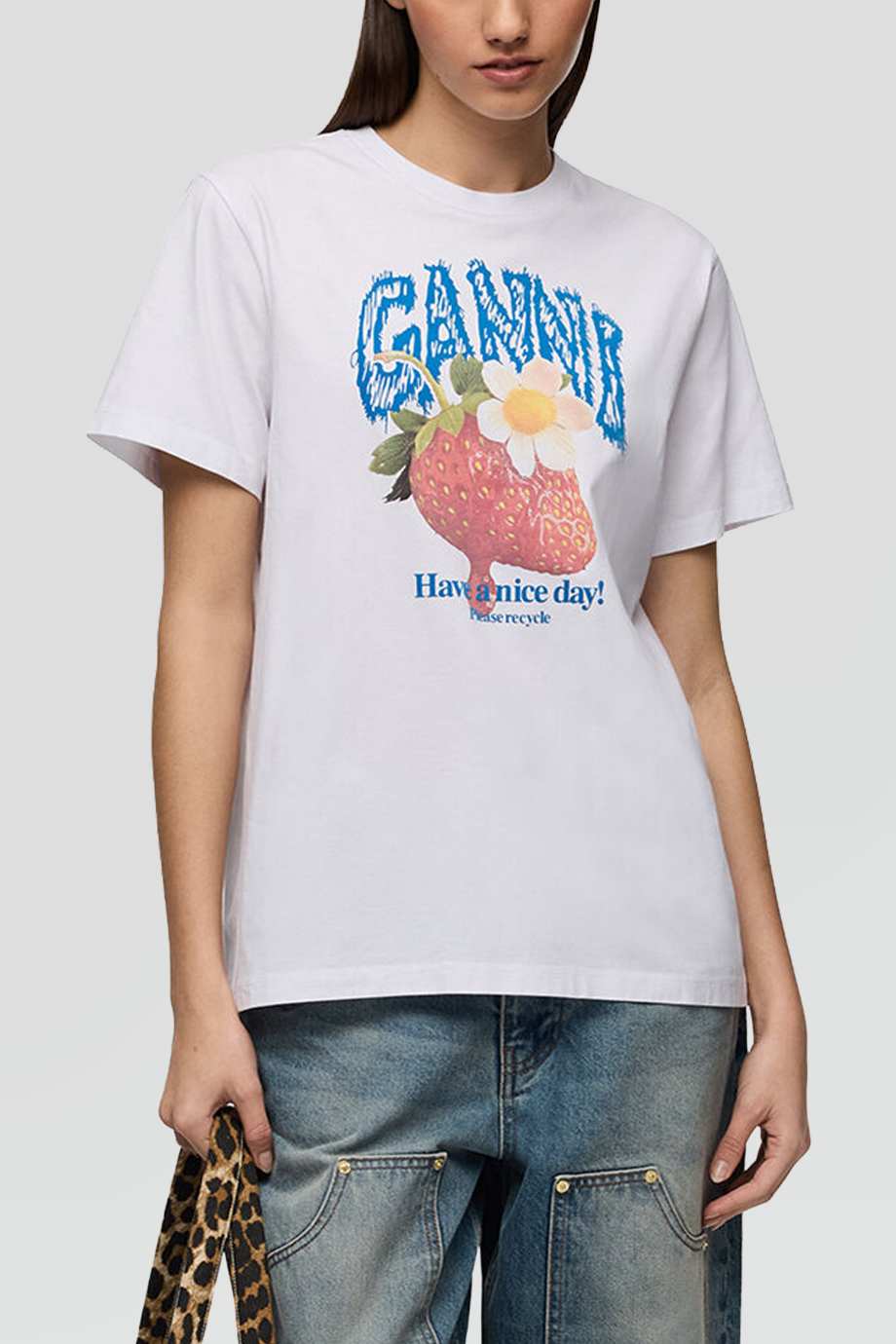 GANNI｜基本款棉質草莓短袖上衣