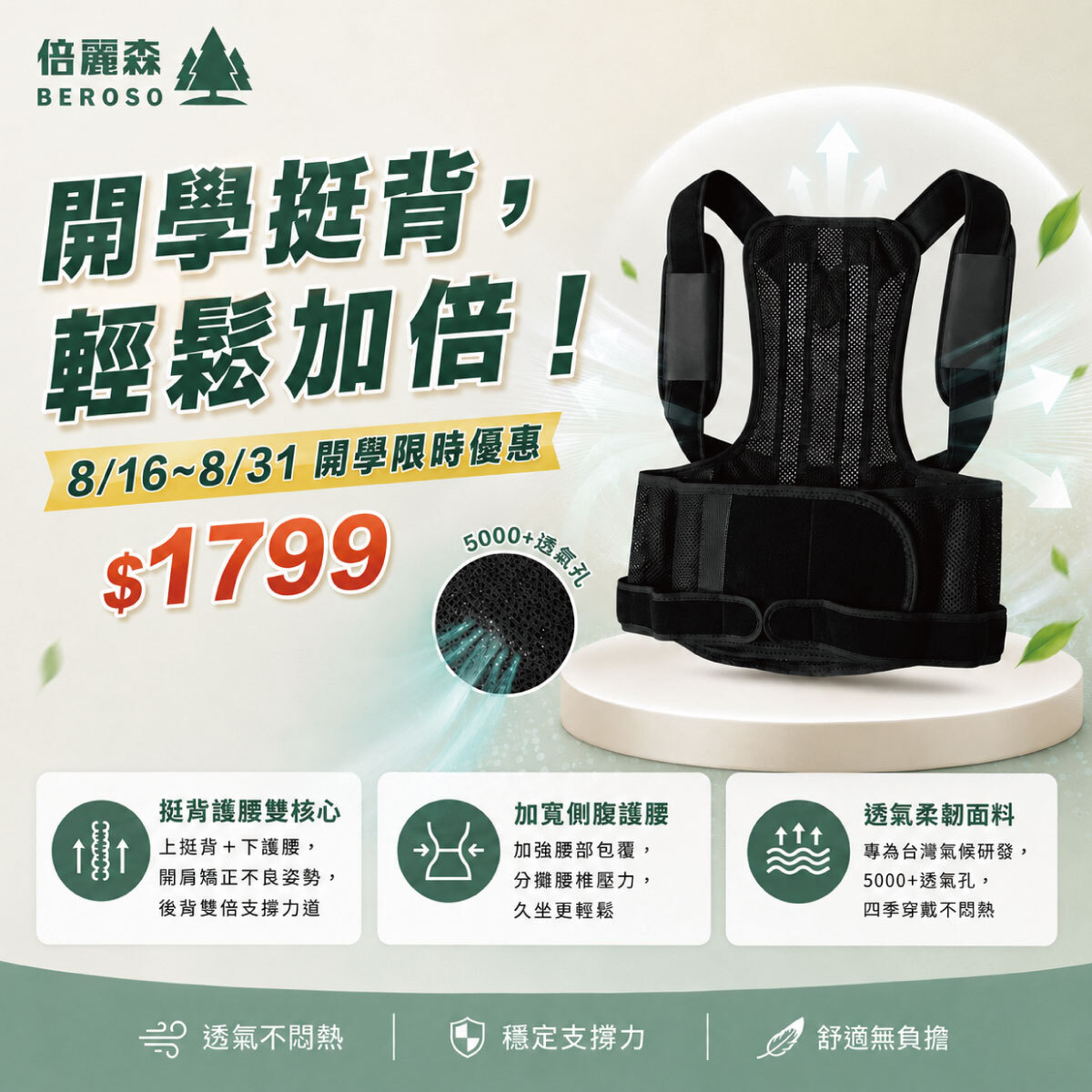 限時下殺｜開肩挺背釋壓背心-C38