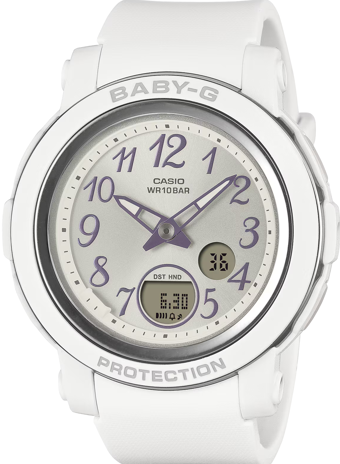 萬年鐘錶 - BABY-G 柔和白-簡約輕巧防震雙顯電子錶 BGA-290SA-7A 錶徑 : 41.5 MM