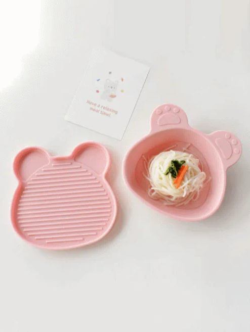 【Bellable】Korea Silicone Suction Bowl With Lid (Pink)