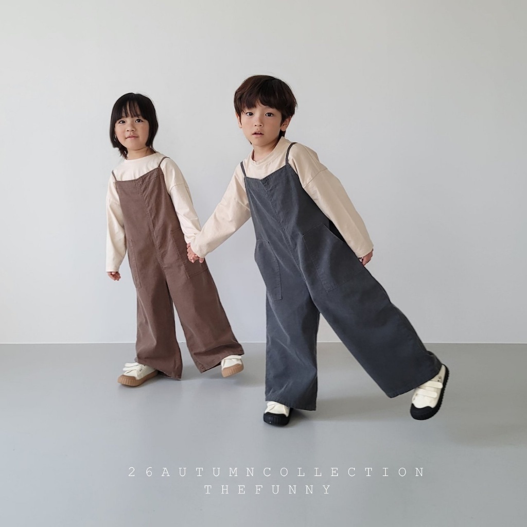正韓秋thefunny 兩色日系寬鬆直筒連身褲