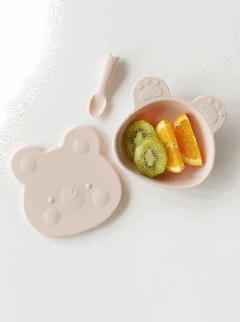 【Bellable】Korea Silicone Suction Bowl With Lid (Beige)