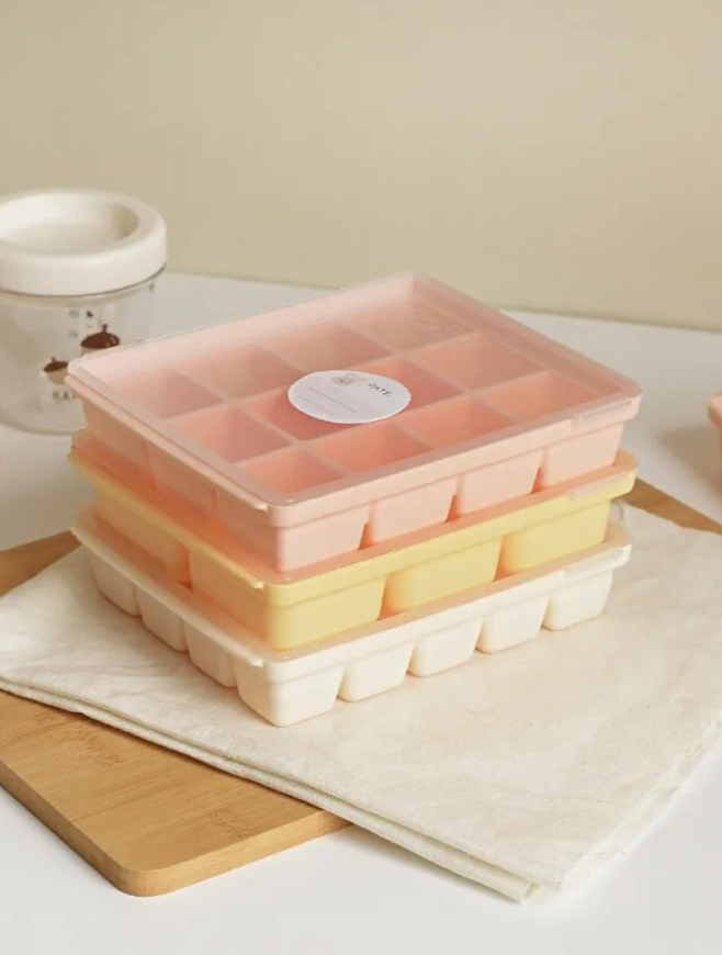 【Baby & I】Korea Silicone Baby Food Jelly Cube Storage (12 Cubes) [Coral Pink]