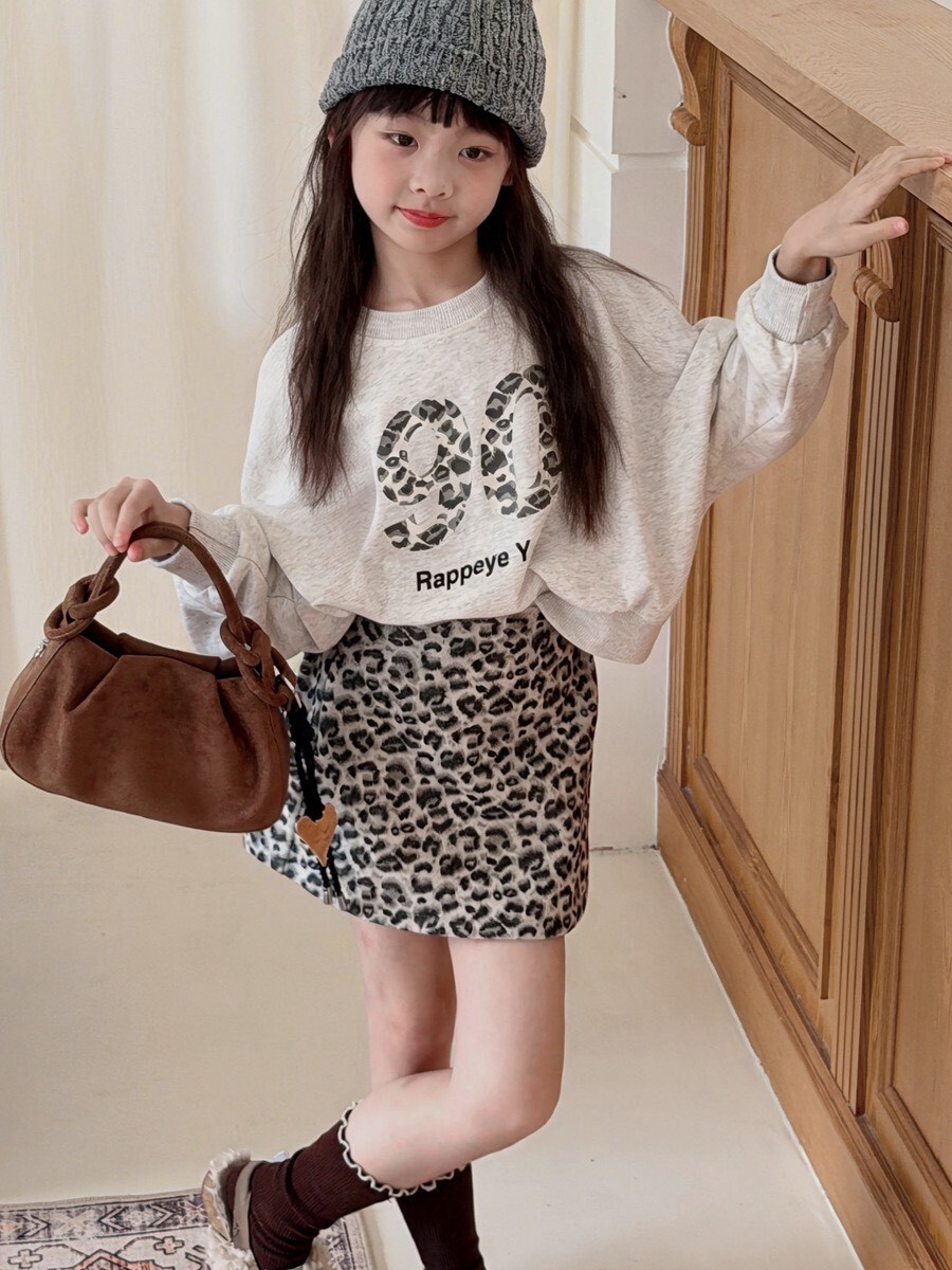 🐆 秋裝  ꒱ 豹紋短版 90長TEE ＋豹紋迷你的短裙 套裝 ෆ