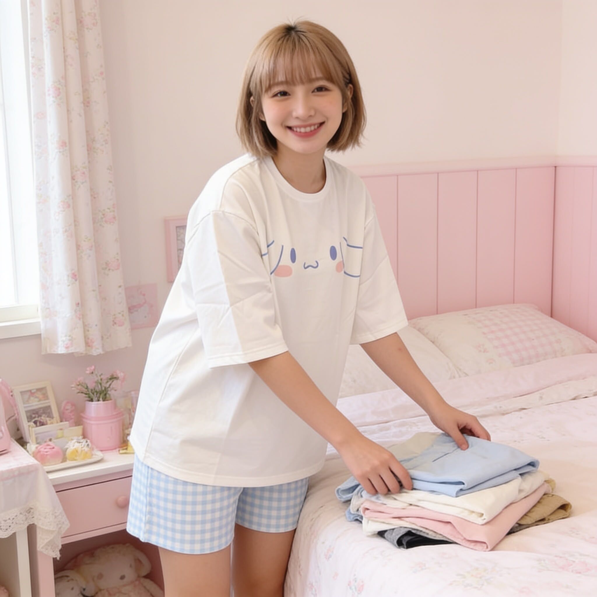 23091 Sanrio 玉桂狗大面短袖 T-shirt 家居服套裝 #SJ23-754595