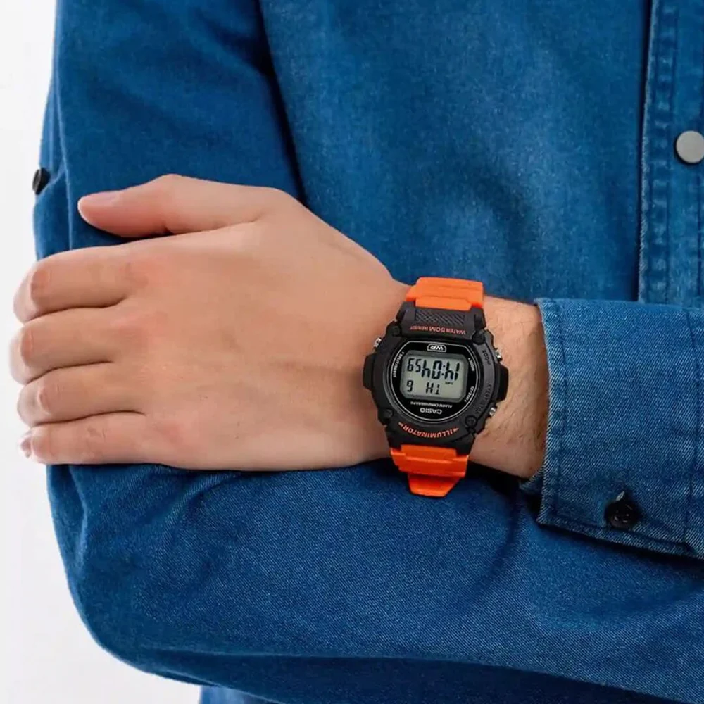 萬年鐘錶 - 卡西歐  CASIO  跳色休閒數位顯示電子錶 W-219H-4A  錶徑 47.1MM