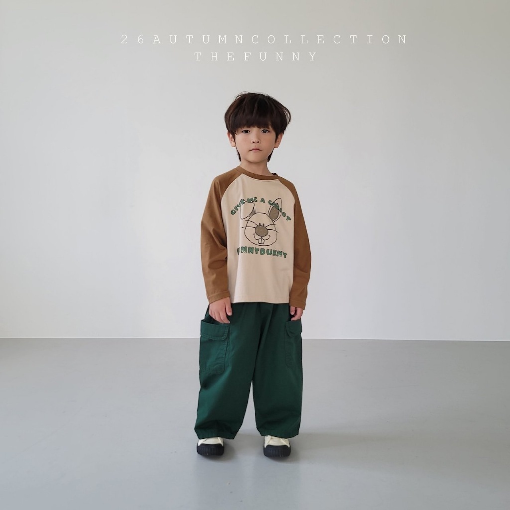 正韓秋thefunny 三色邦妮兔兔拼袖上衣