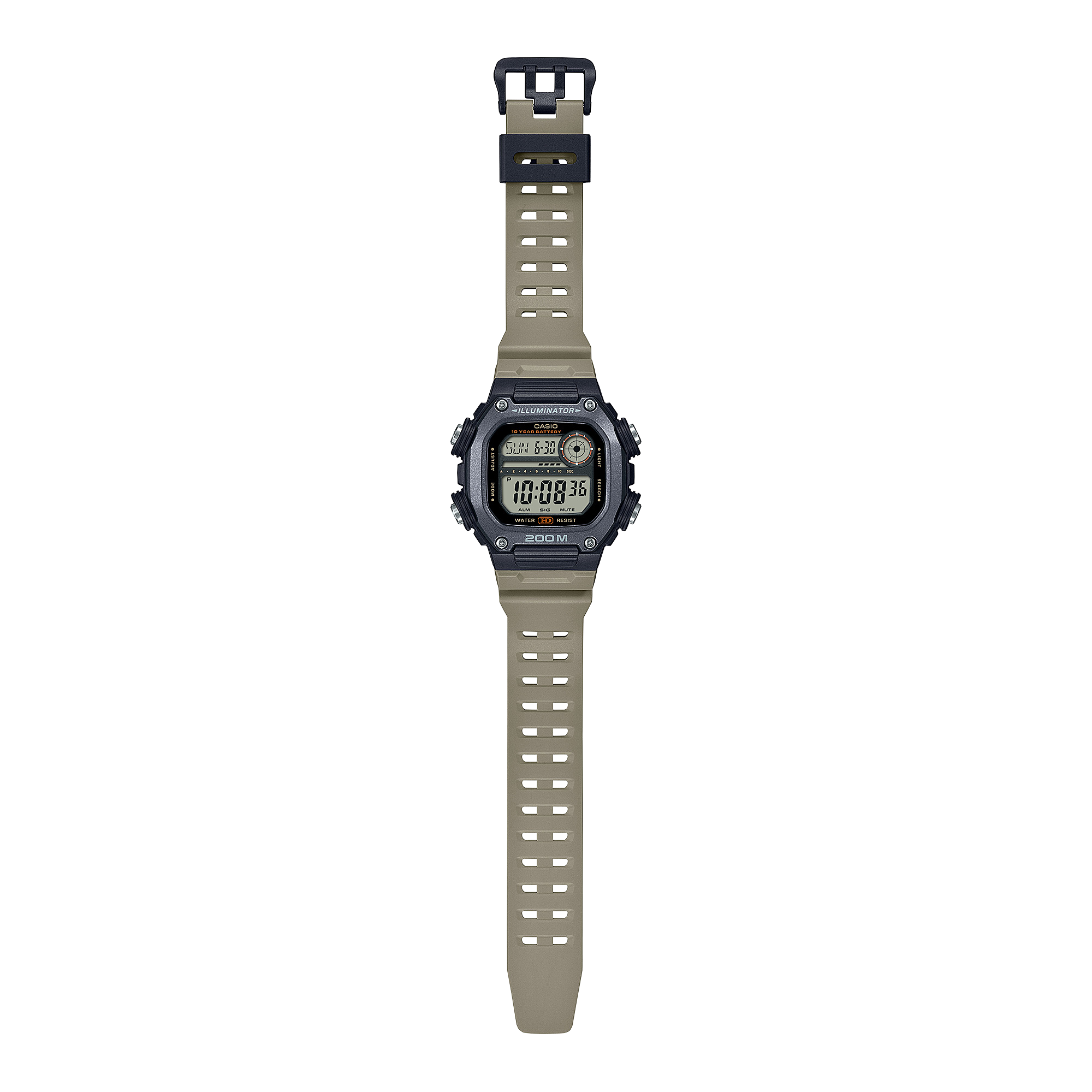 萬年鐘錶 - 卡西歐  CASIO  霸氣方形膠帶電子錶 DW-291HX-5A  錶徑 50.4 MM
