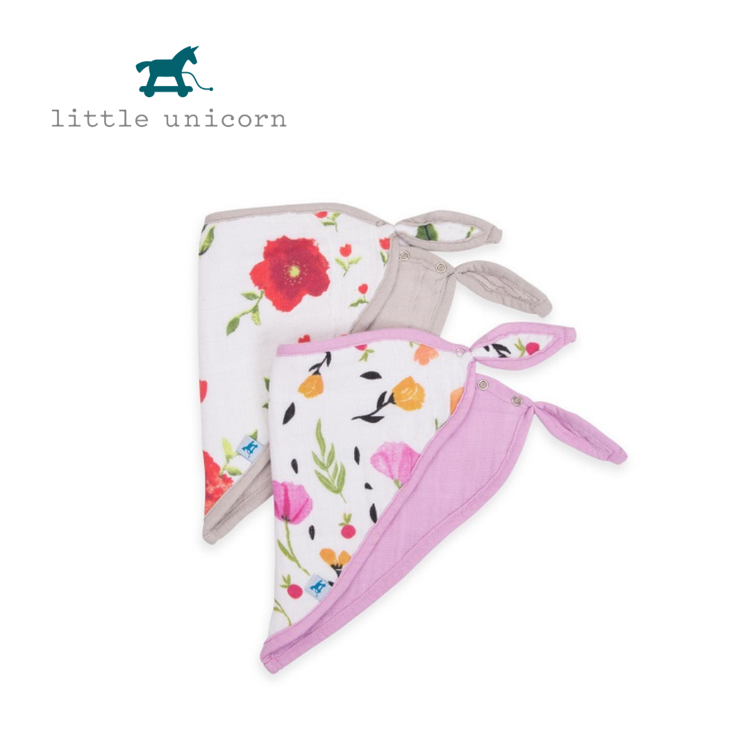 Little Unicorn 純棉三角圍兜兩入組 夏日花漾