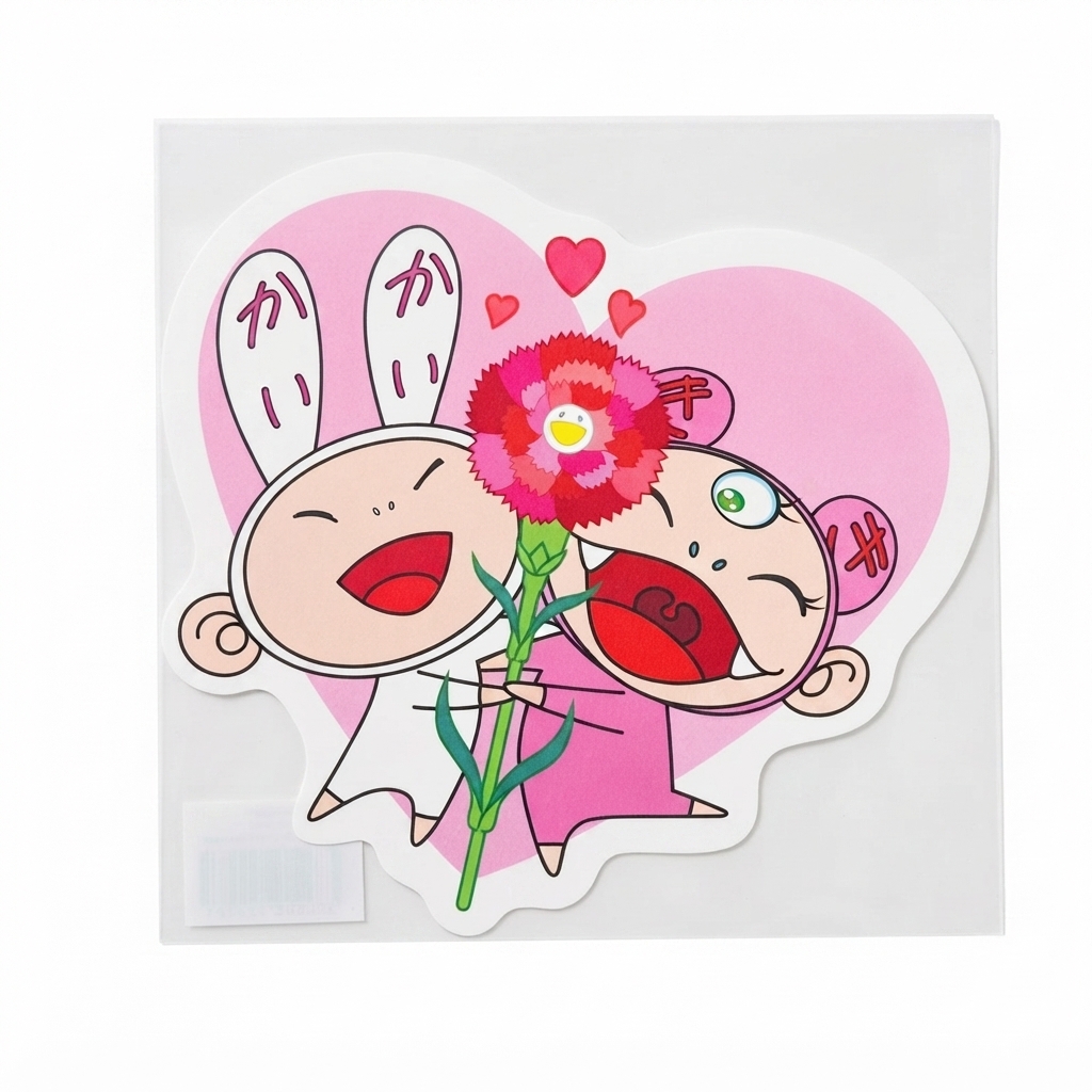 Takashi Murakami Postcard (Kaikai & Kiki with Carnation)