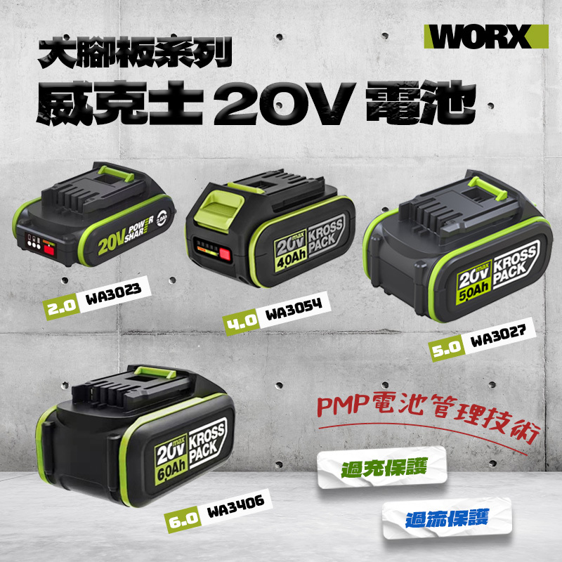 威克士｜20V 原廠電池（WA3023/WA3016/WA3027）