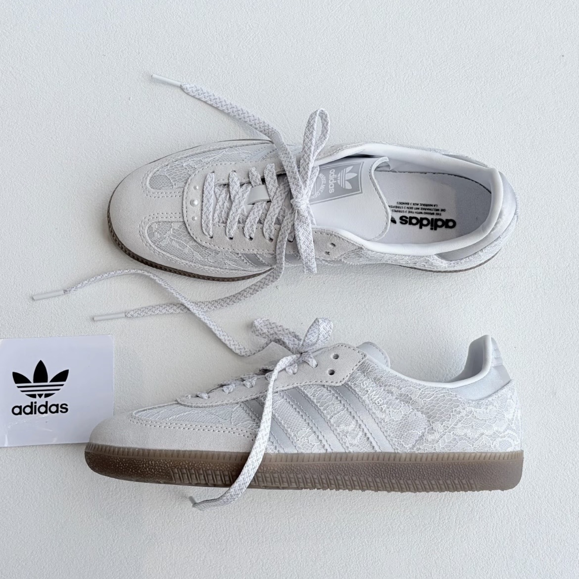 ADIDAS SAMGA OG 白色 蕾絲 拼接 絲綢緞面 休閒鞋 女鞋 KH7841
