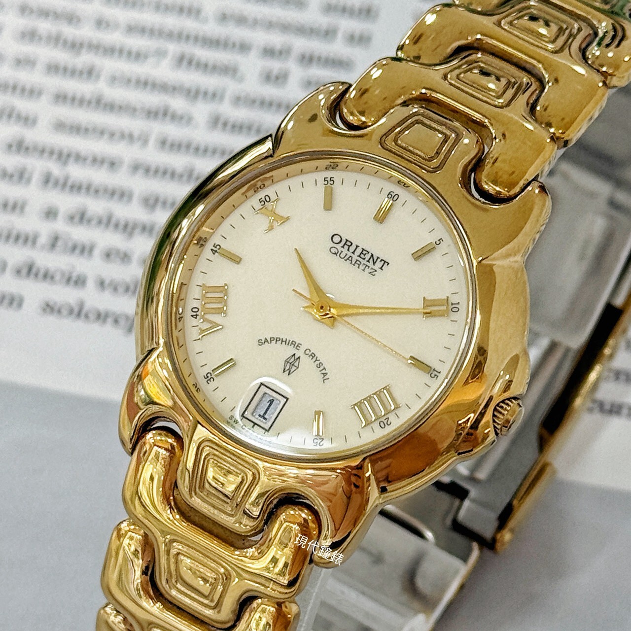 【古著錶】ORIENT東方霸氣老爺爺金錶 P-8800-12 35mm 現代鐘錶