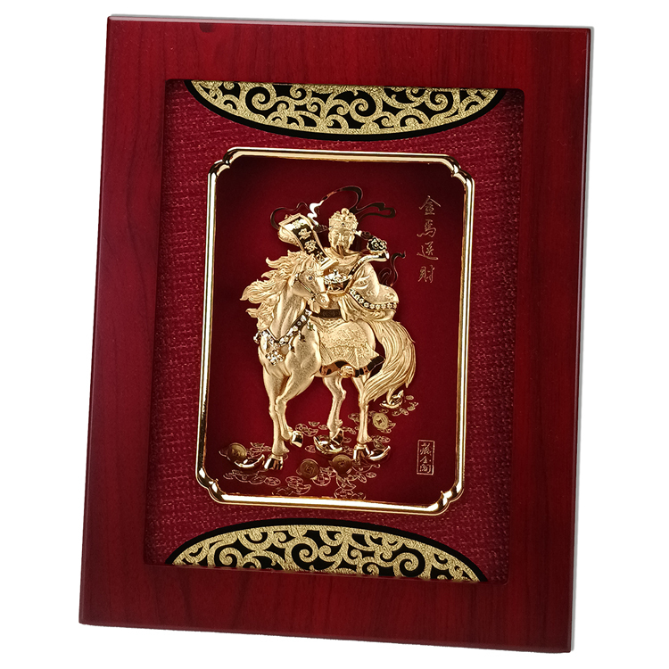 鹿港窯禮品館|立體金箔畫雅格系列金馬送財 招財吉祥藝術擺飾 企業開業升遷送禮推薦