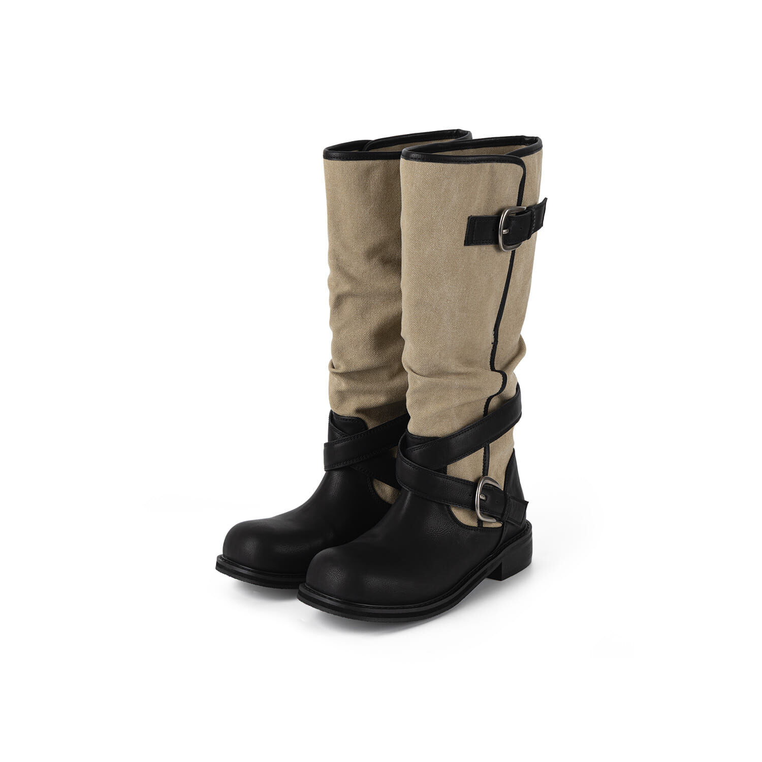 KHIHO RAVEN FOLDABLE BUCKLE BOOTS CANVAS