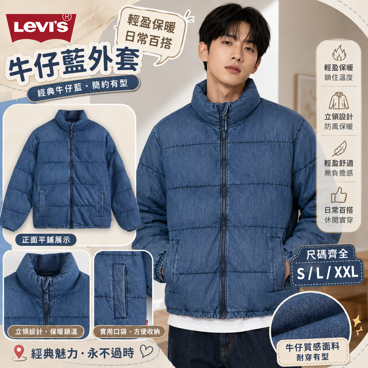 【預購】LEVIS H0815120 Piedmont 外套 (藍色)