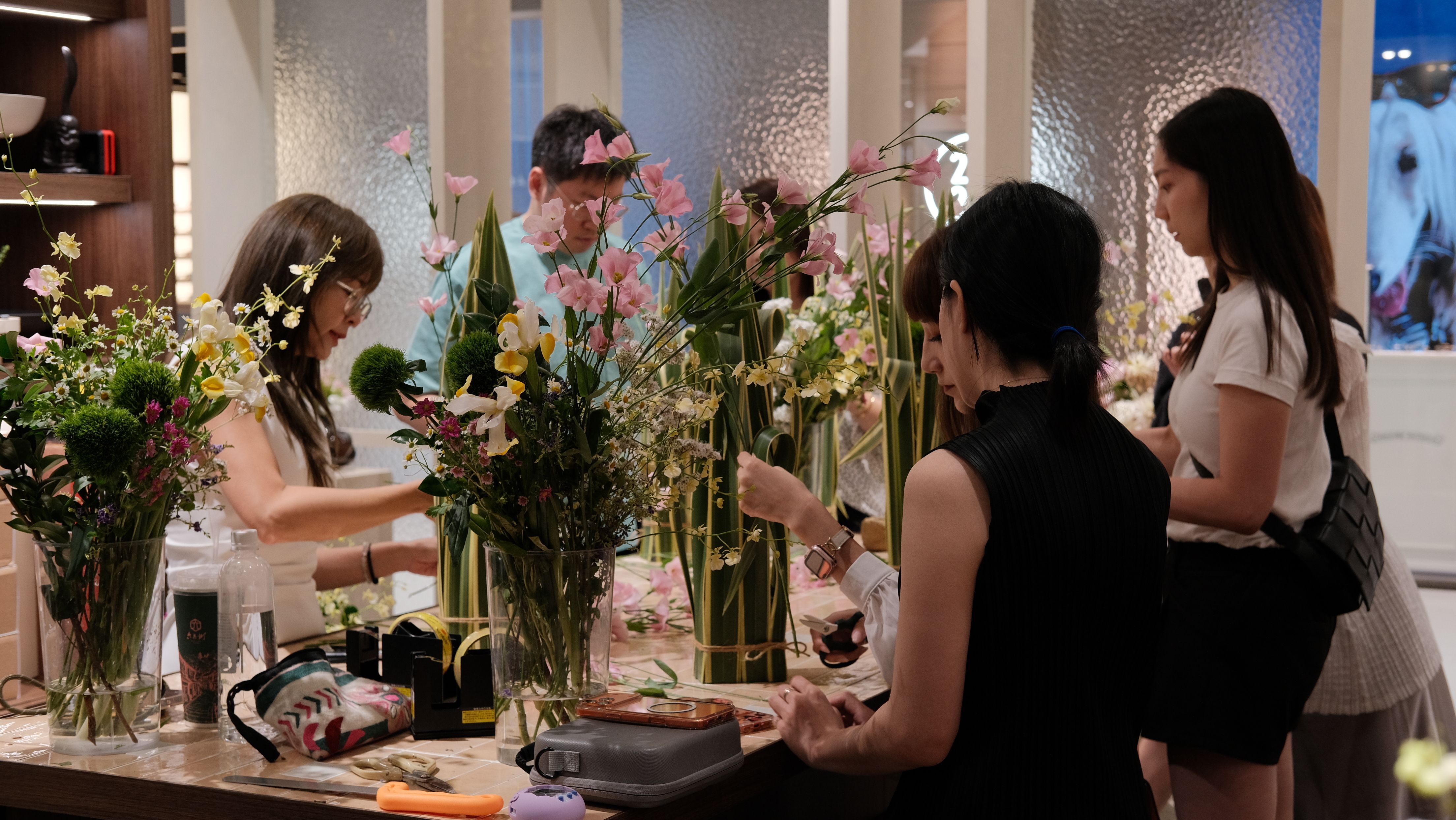 紐西蘭麻自然餐桌花禮花藝課程現場