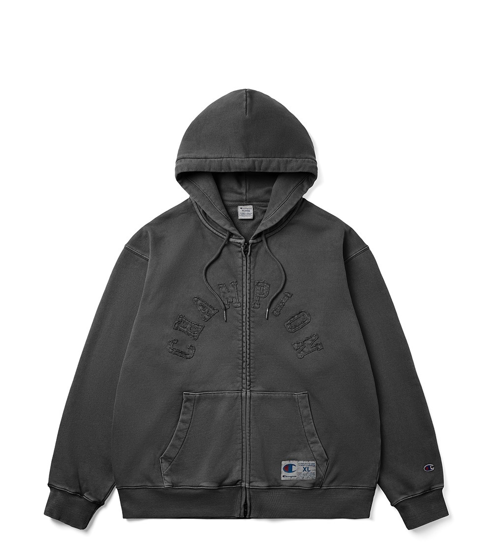 <與V同款> Champion 復古 水洗 拱形 LOGO 寬鬆 貼花 連帽外套 3色