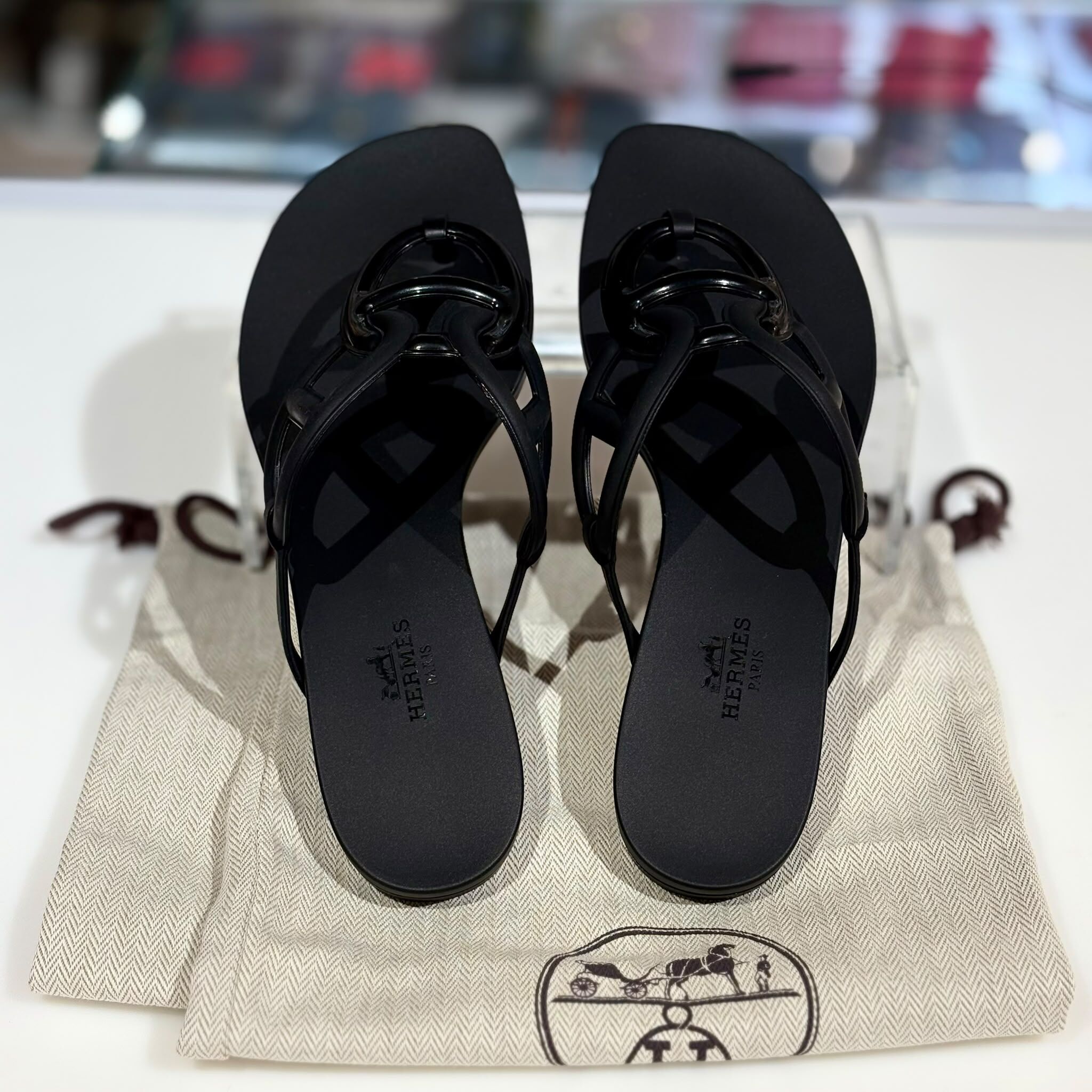 全新HERMES豬鼻拖鞋 37碼, 黑色防水PVC, TPU Egerie sandal, H221001Z, #BRAND NEW #香榭站正品
