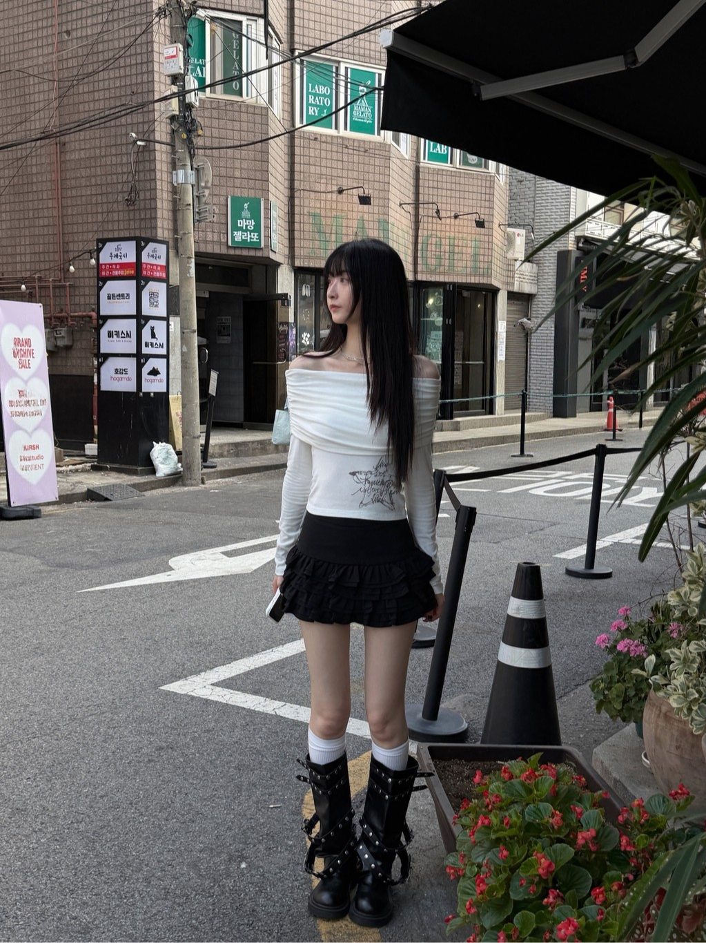 A0373-A14 個性星星超彈力一字堆堆領上衣