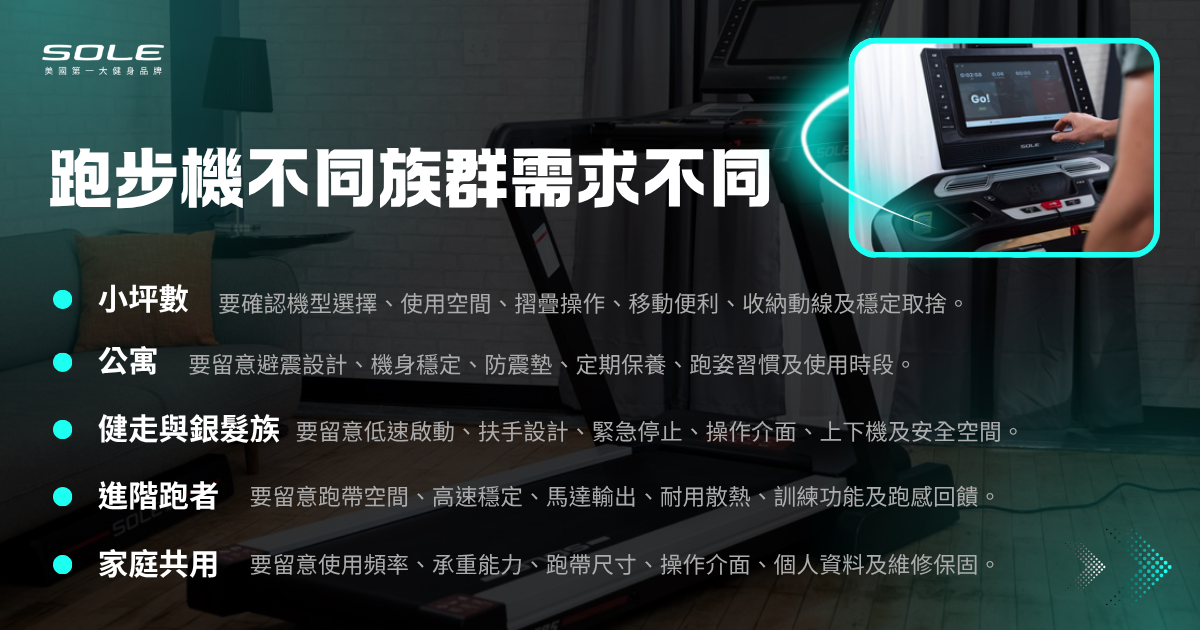 跑步機不同族群需求不同