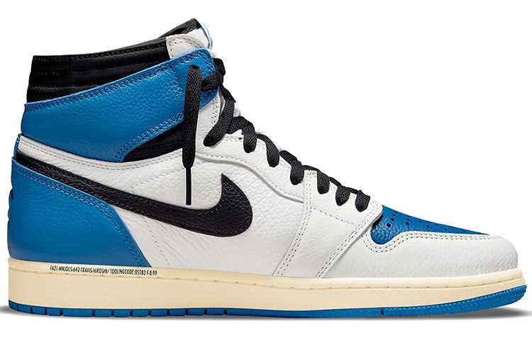 【代購】Air Jordan 1 Retro High X Fragment Design X Travis Scott 'Sail Black Military Blue' DH3227-105