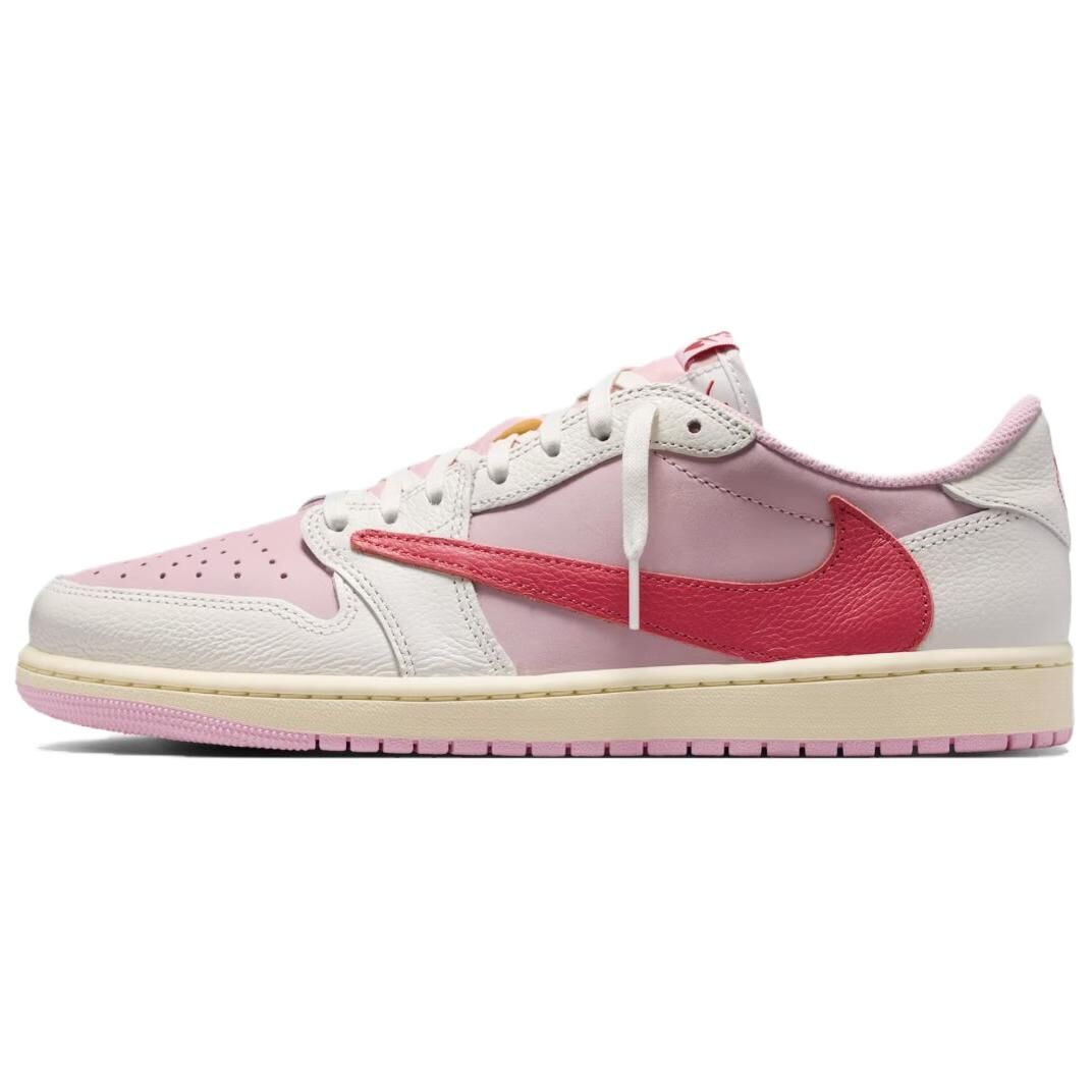 【代購】Jordan x Travis Scott Air Jordan 1 Low OG Pink Hook Low top Vintage Basketball Shoes Men's Tropical Pink IQ7604-101