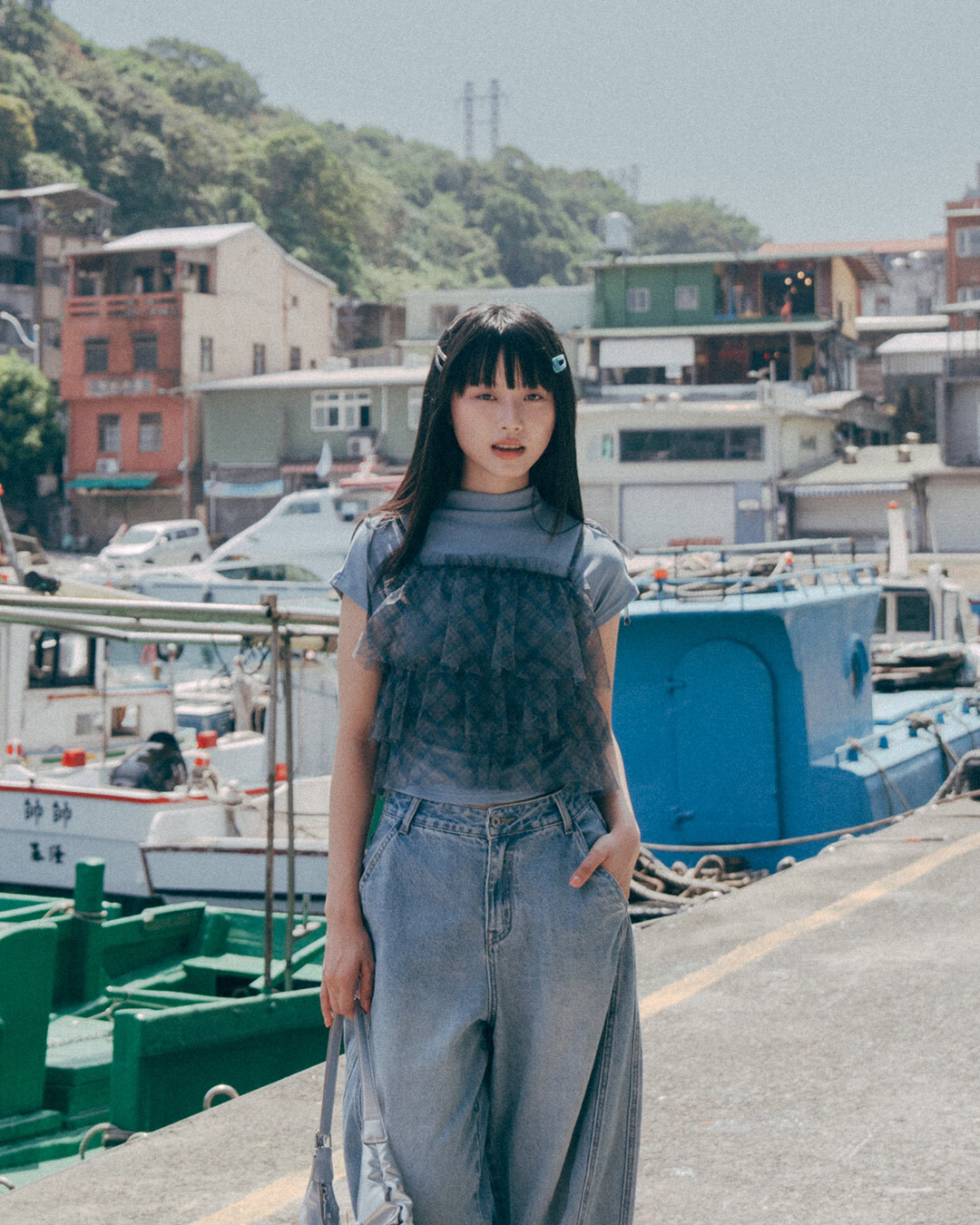 Checkered cake mesh strappy cover-up vest, available in three colors【01099779】in stock+pre-order